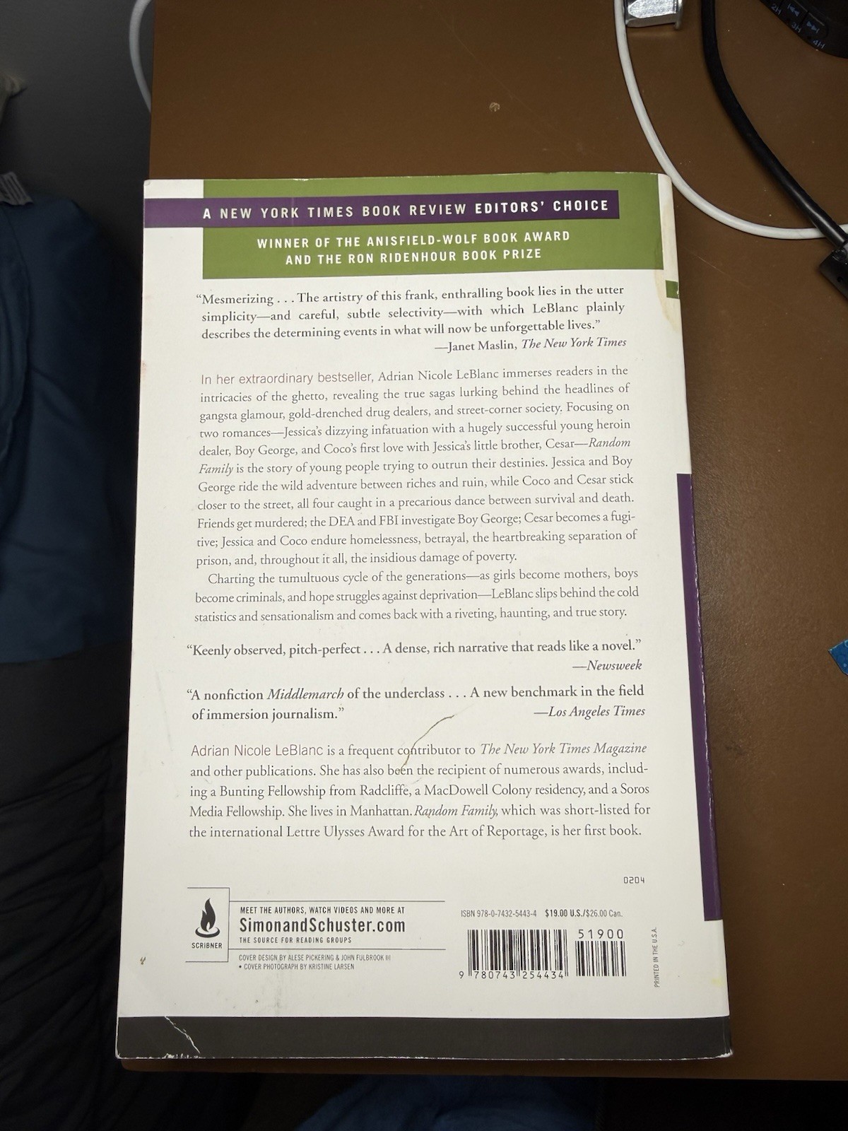 Scribner Random Family by Adrian Nicole LeBlanc, Paperback, Love, Bronx