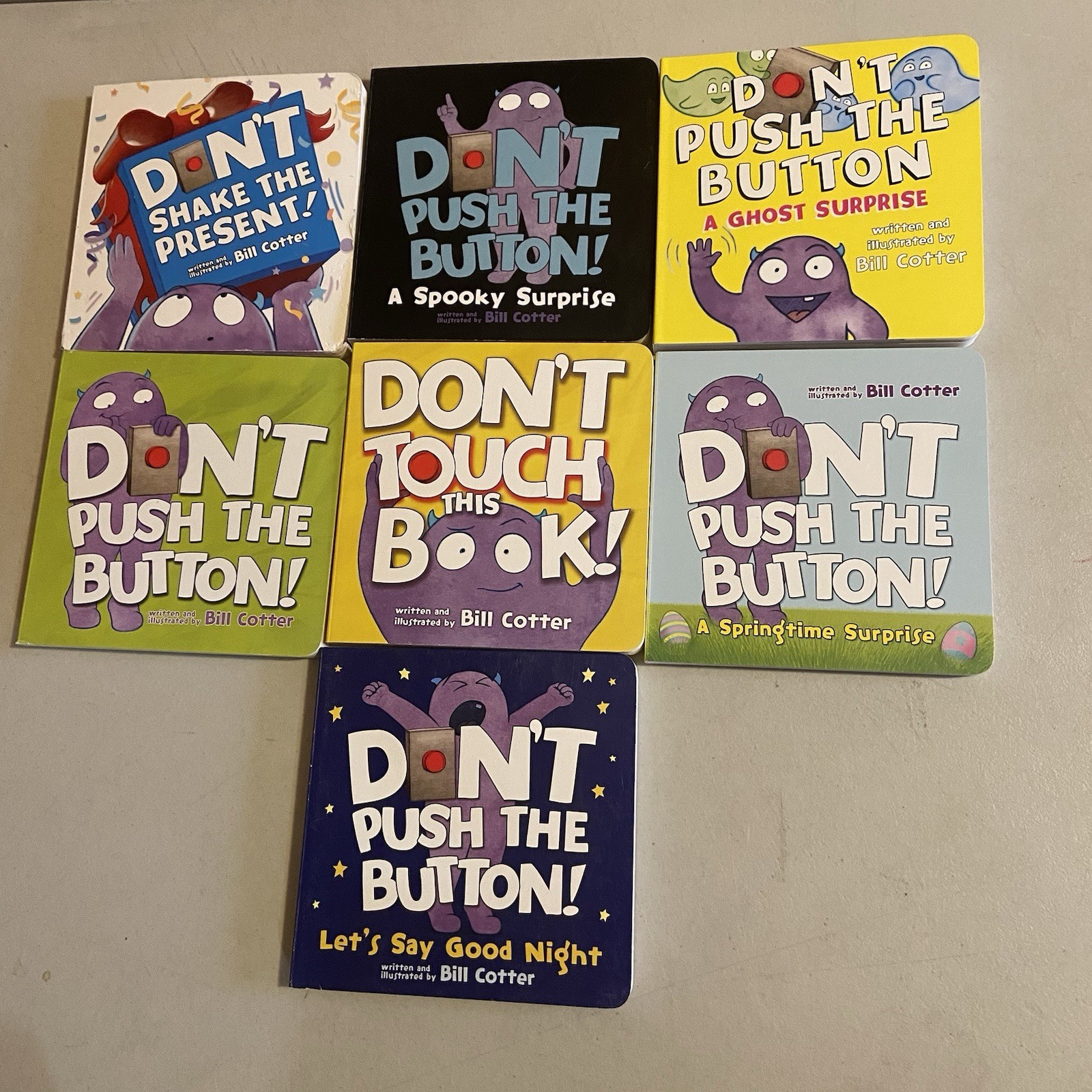 Don’t Push the Button Board Books by Bill Cotter Lot Of 7