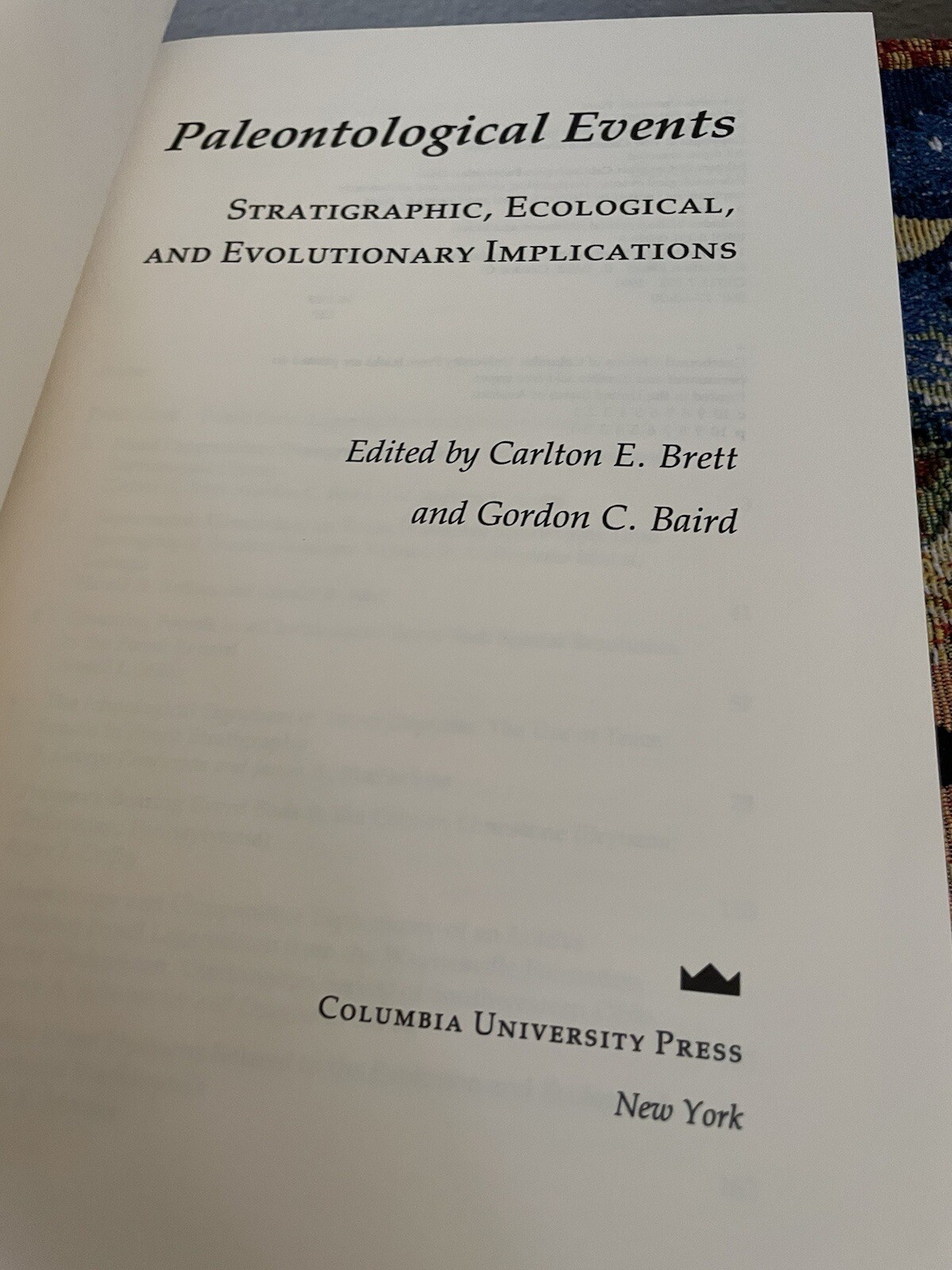 Paleontological Events Stratigraphic Ecological Evolutionary … HC BRAND NEW