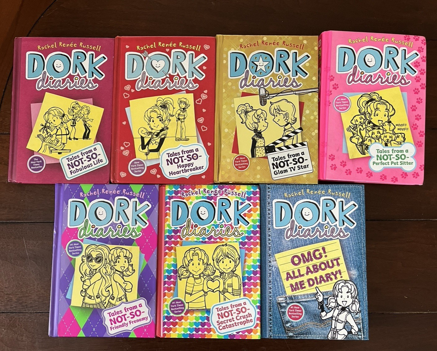 Dork Diaries Rachel Renee Russell Lot Of 7 HC Books – 1, 6, 7, 10, 11, 12, OMG