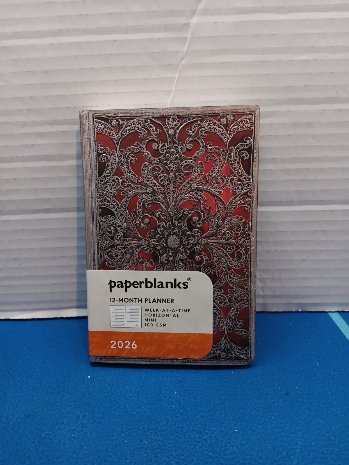 Paperblanks 2026 Garnet Silver Filigree 12-Month Planner Mini Day Planner