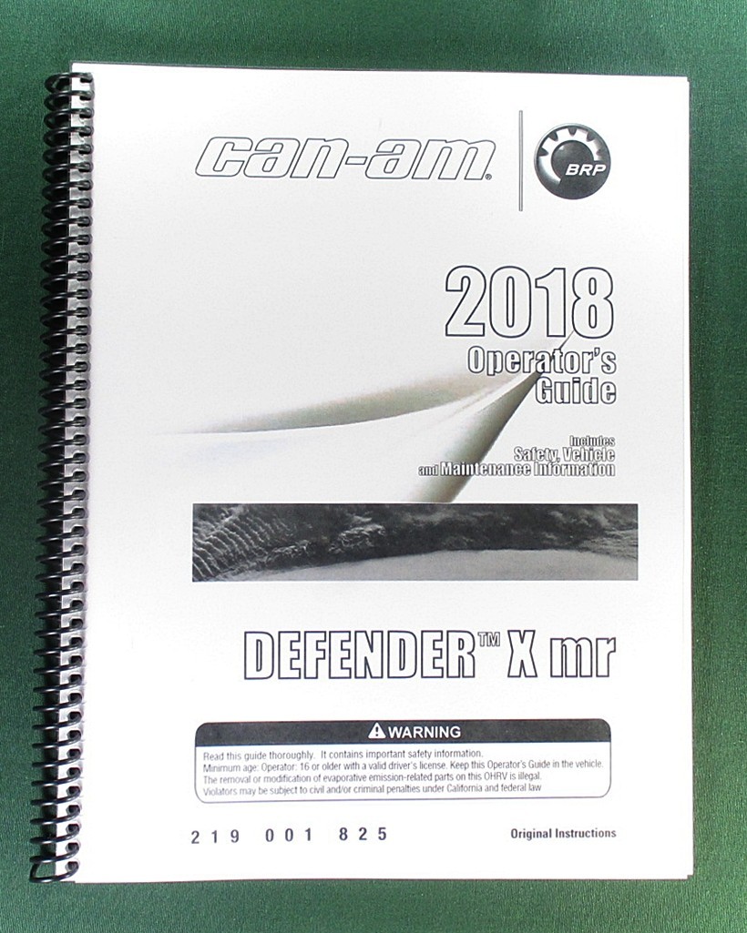 2018 Can-Am Defender X mr HD10 Owner’s Manual: 147 Pages & Protective Covers!