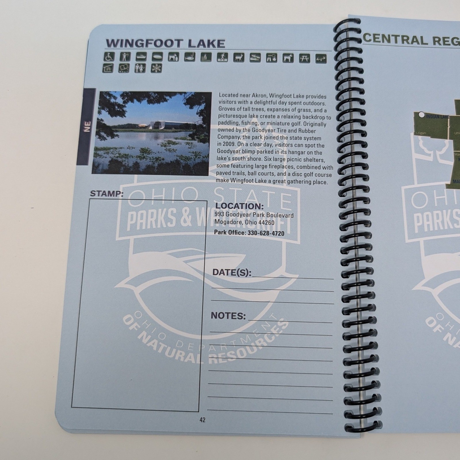 Ohio State Parks Park Passport Guide 2023 Journal Spiral Bound ODNR Stickers