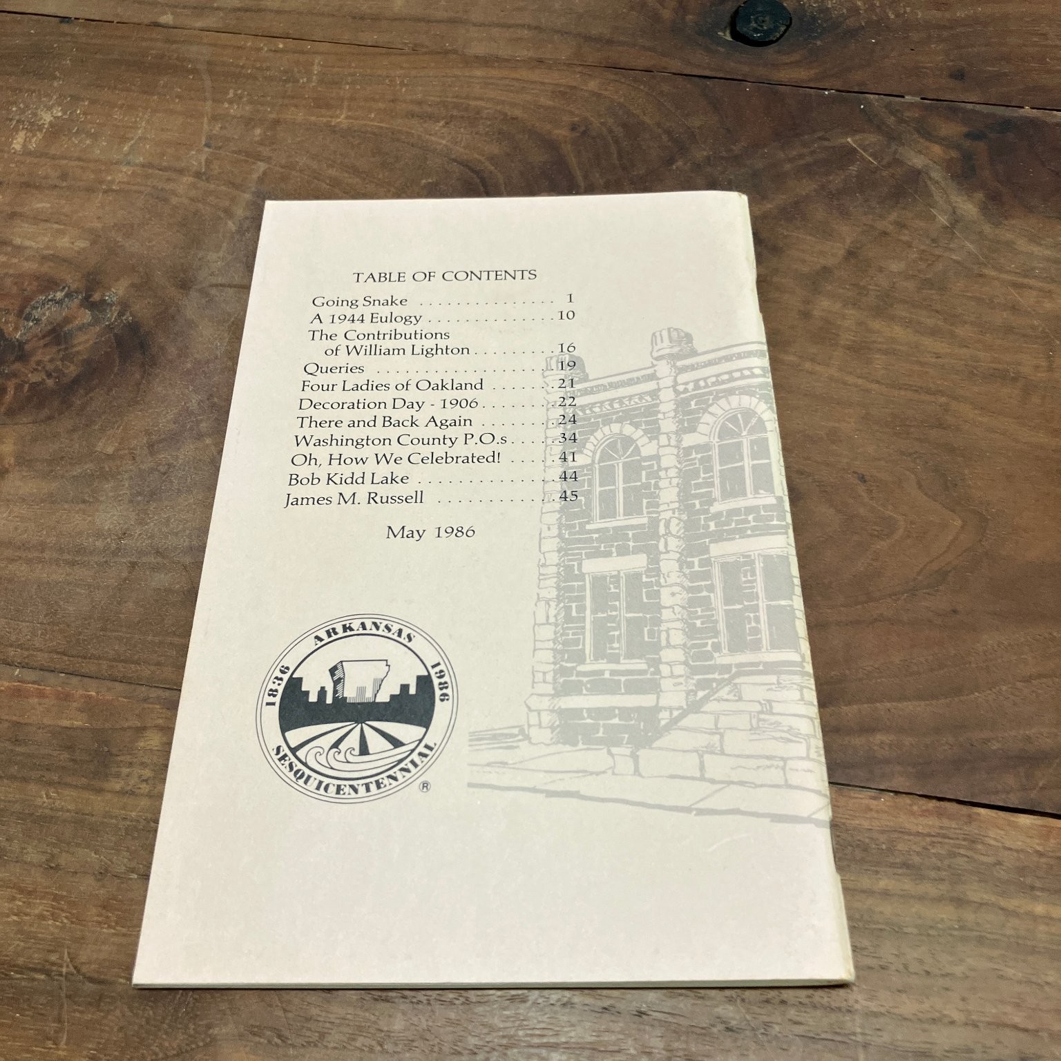 FLASHBACK May 1986 Washington County Historical Society Local History Journal