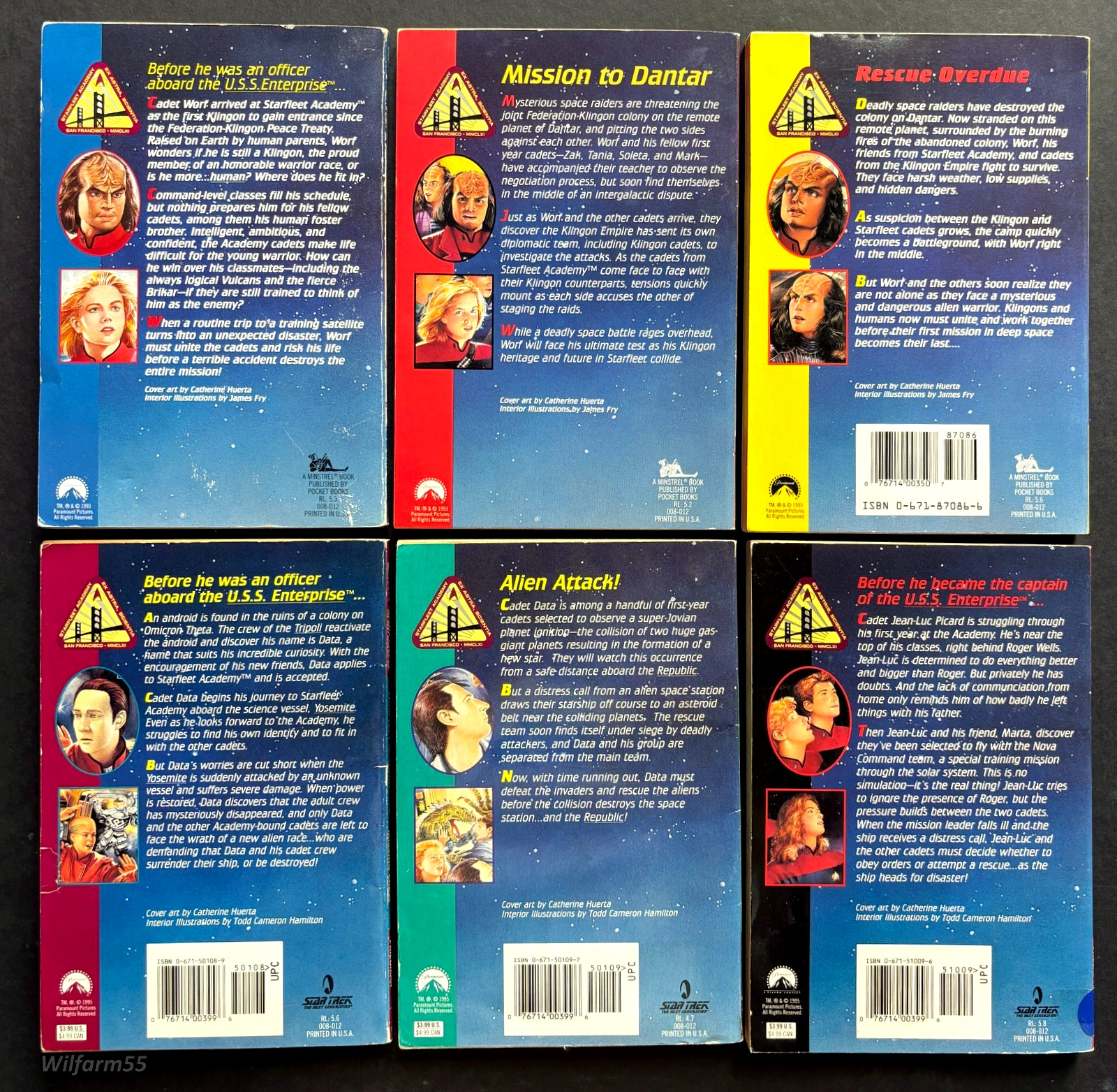 6 Lot STAR TREK The Next Generation STARFLEET ACADEMY Vintage 1993-95 Minstrel