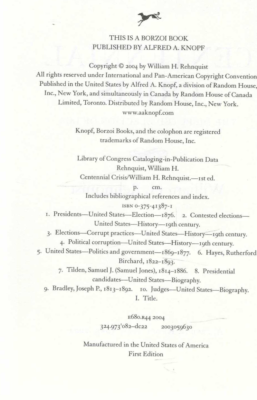 William Rehnquist Signed book Centennial Crisis 1st Ed 2004 Hard/DJ Scotus LkNEW