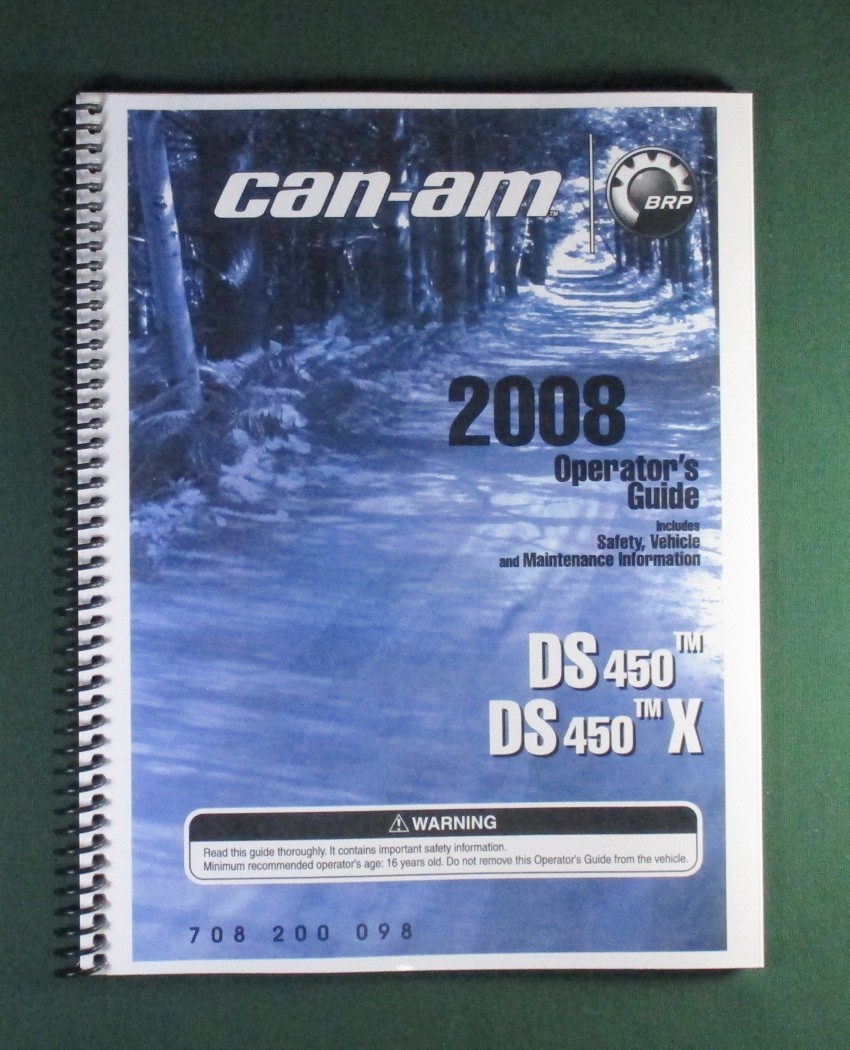 2008 Can-Am DS 450 Owner’s Manual: 148 Pages & Protective Covers!