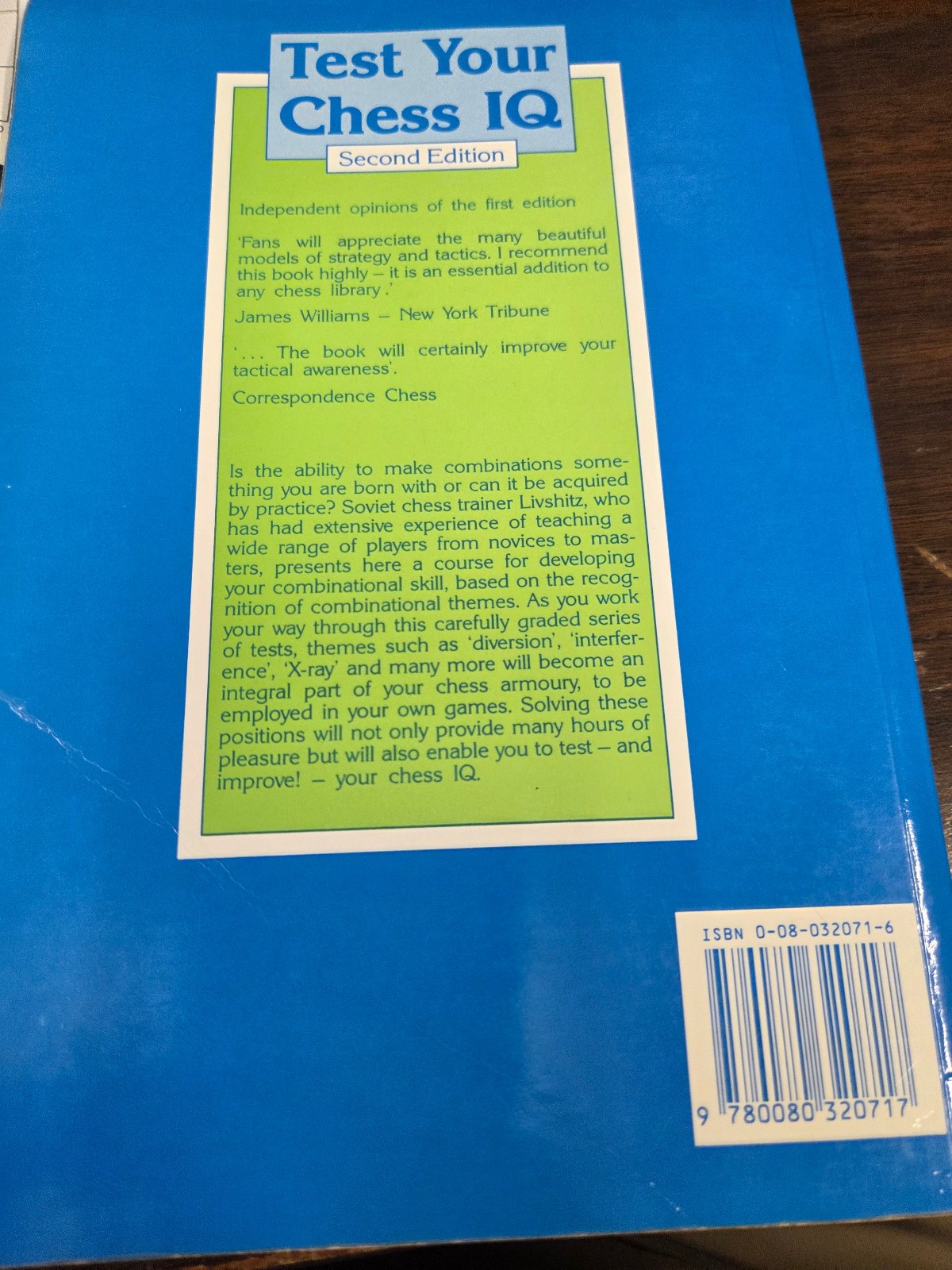 Test Your Chess IQ book 2 2nd Edition Paperback by Livshitz from Pergamon Press
