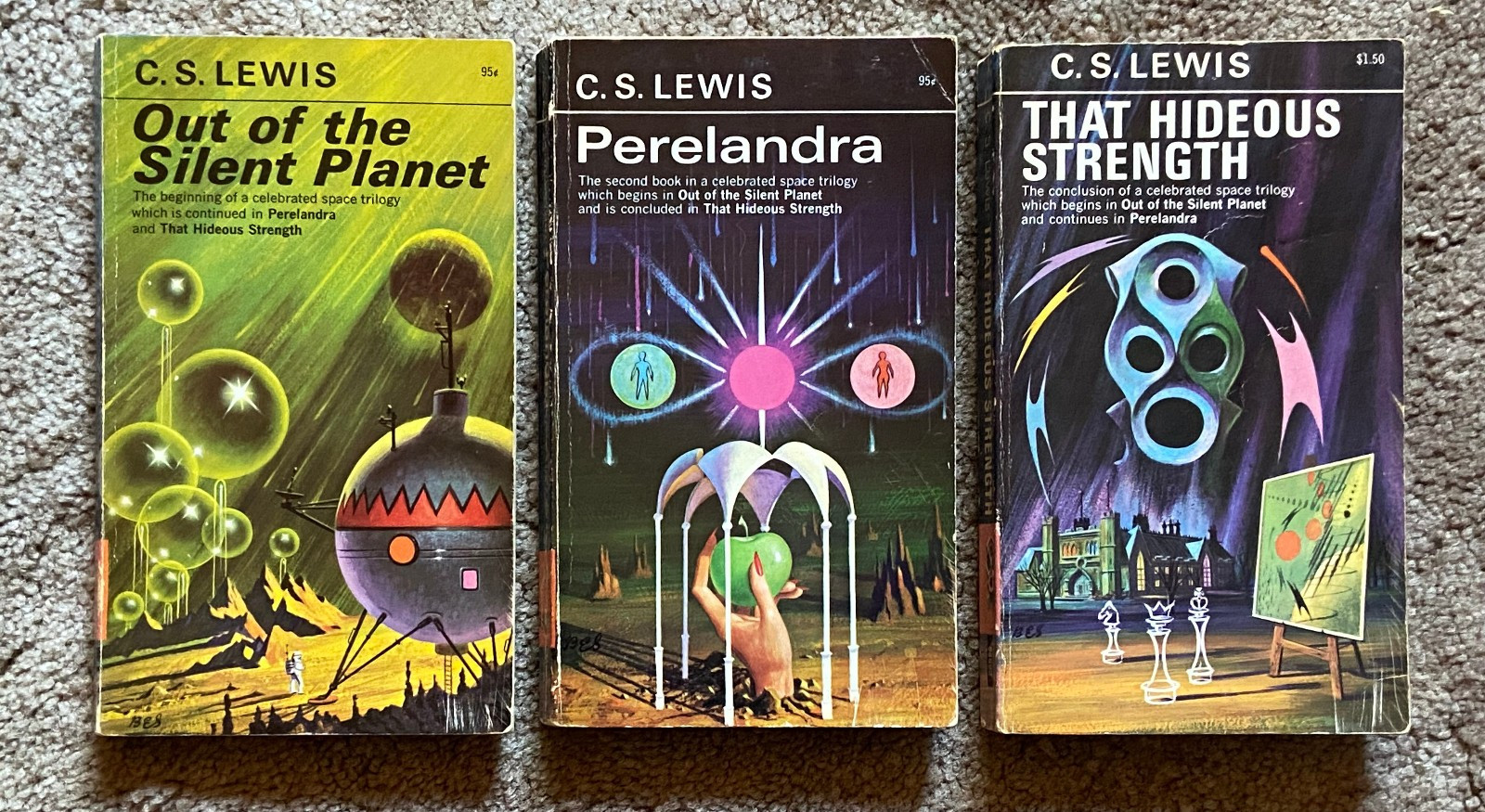 Vintage 1966 PB Lot SPACE TRILOGY, C.S. Lewis SILENT PLANET Perelandra HIDEOUS