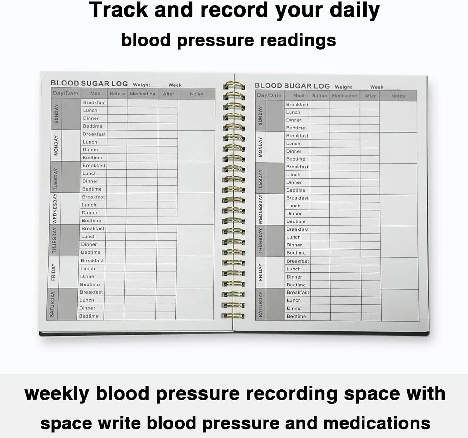 High-Quality Blood Pressure Log Book – 118 Pages Portable Tracker, Black Cover