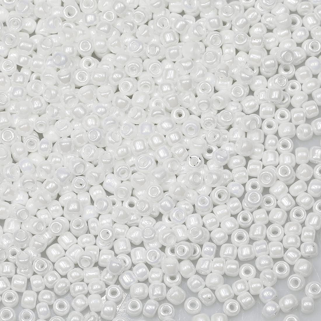 White Pearl 3mm Seed Beads About 3600pcs/100Grams in Bag, 8/0 Glass Craft Beads