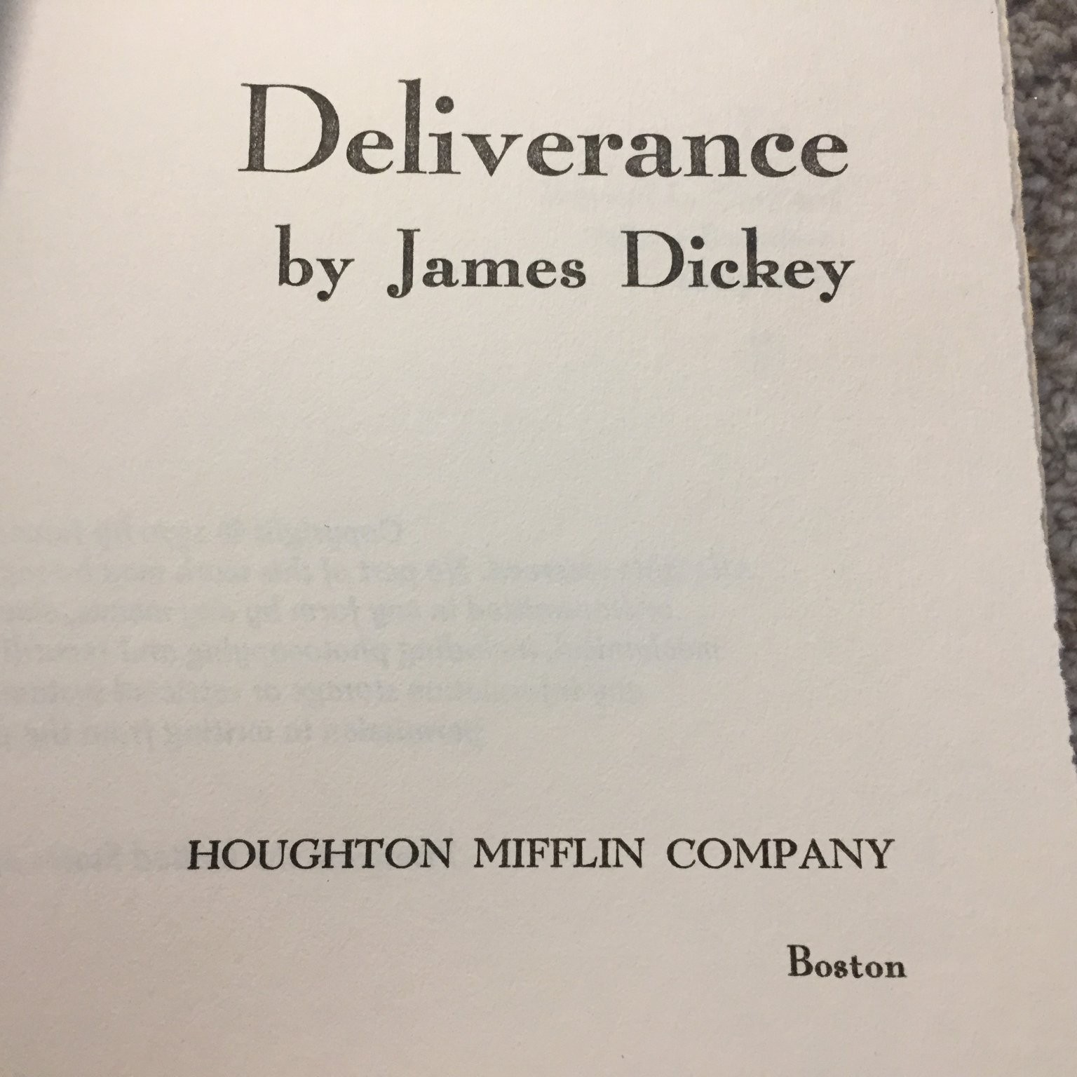 Deliverance James Dickey 1970 First Edition Houghton Mifflin Southern Gothic