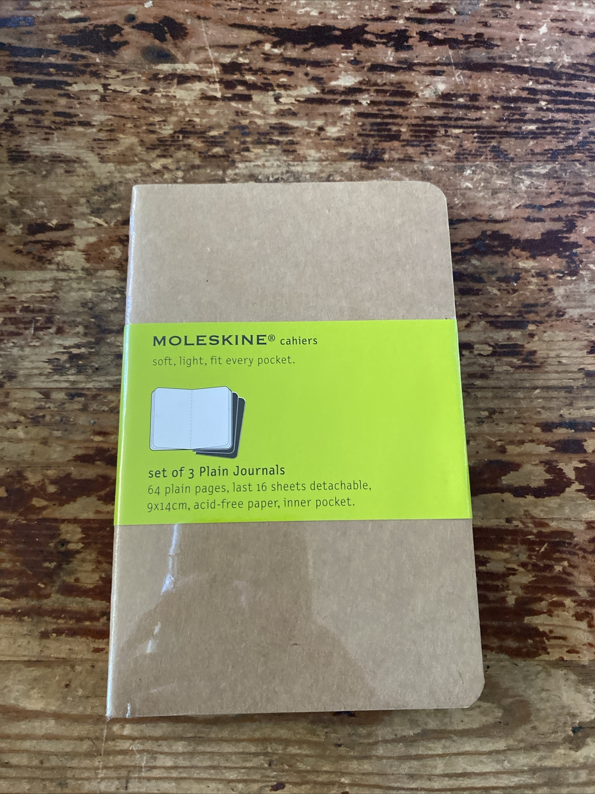 Moleskine Cahiers Collection Set Of 3 Kraft Brown Plain Journals 9x14cm