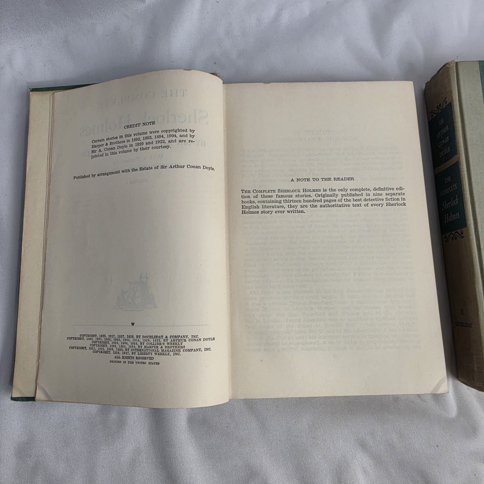 1953 The Complete Sherlock Holmes by Sir Arthur Conan Doyle Vol 1 & 2 HC Set