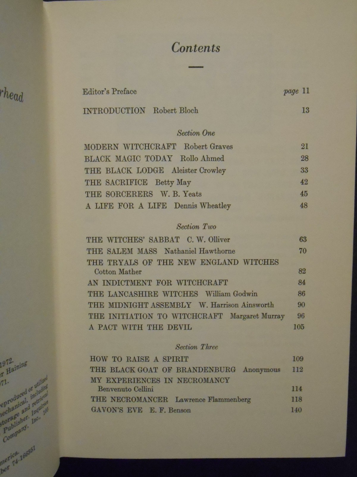 The Necromancers edit by Peter Haining (1972, Morrow) HC/dj, 1st US edition
