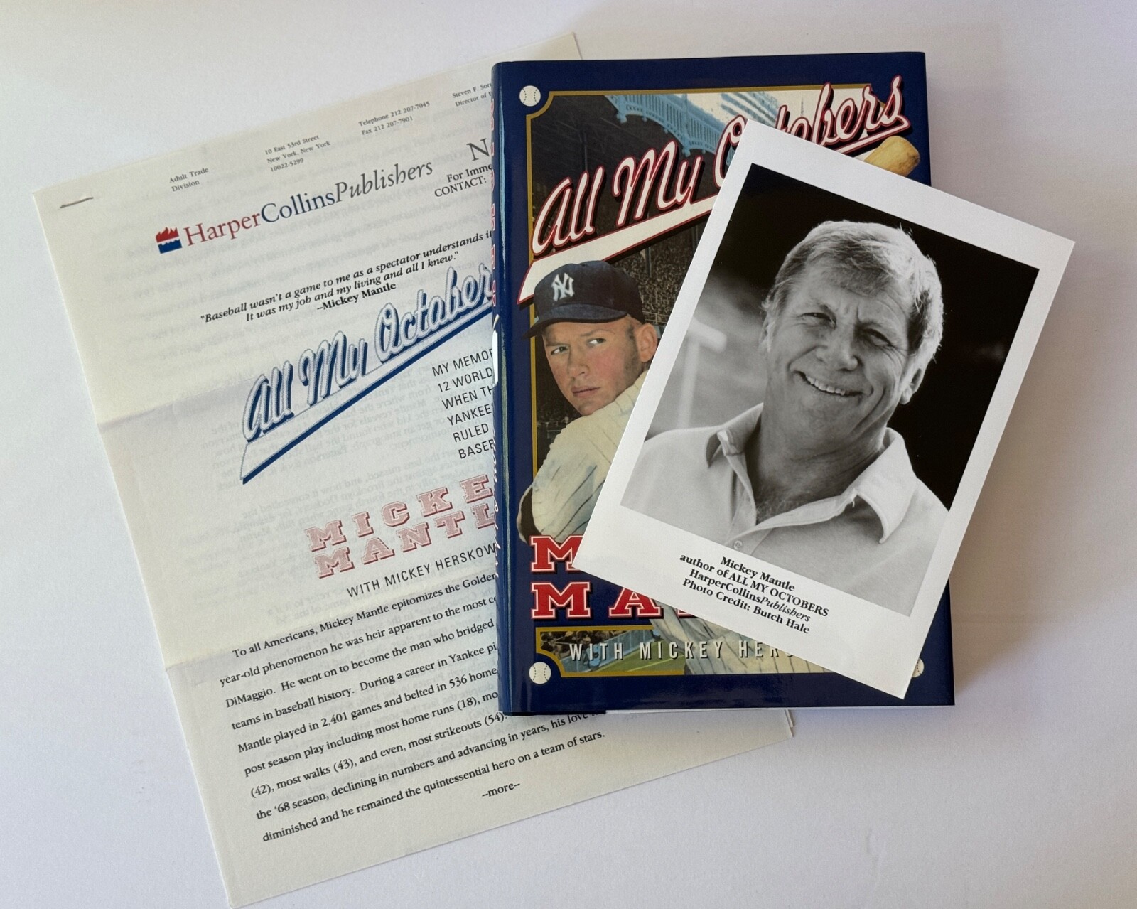 All My Octobers Mickey Mantle 1994 First Edition HBDJ Media PR Release Copy New