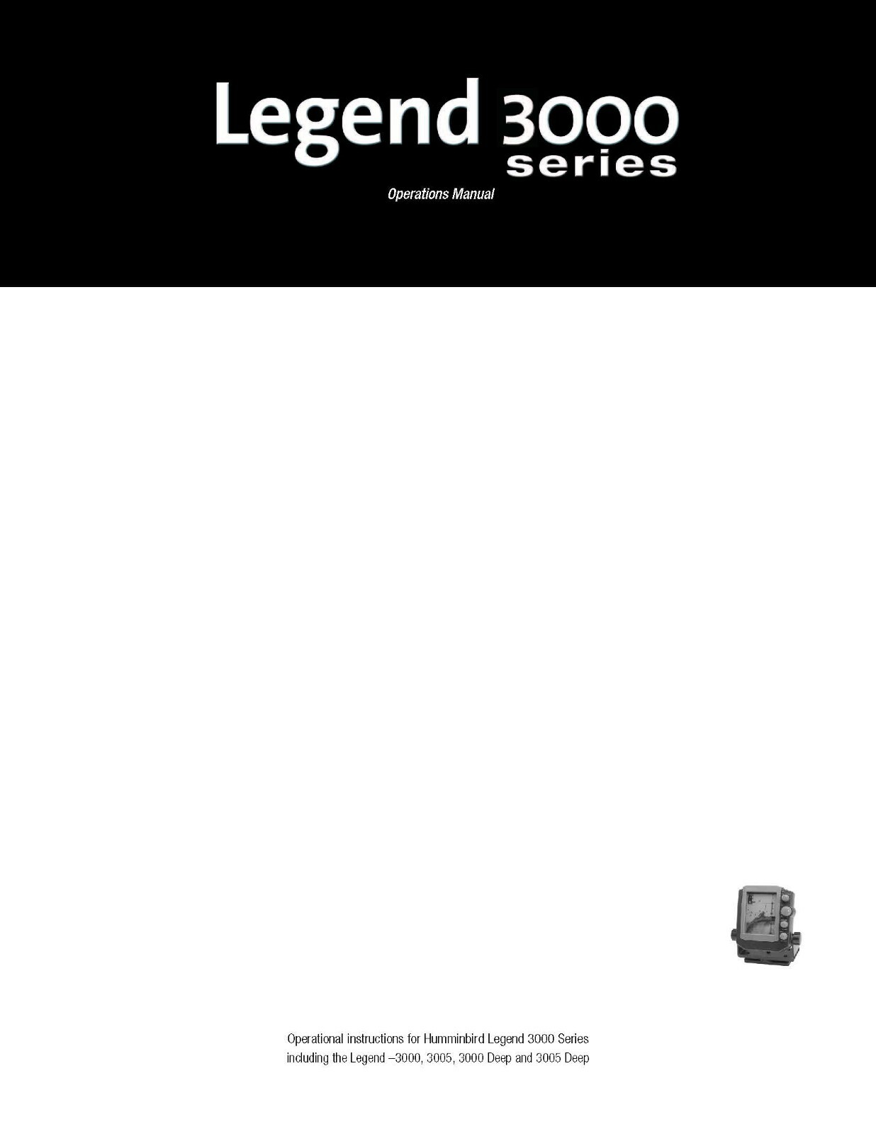 Humminbird Legend 3000 3005 & Deep Operators Manual User Guide Instructions
