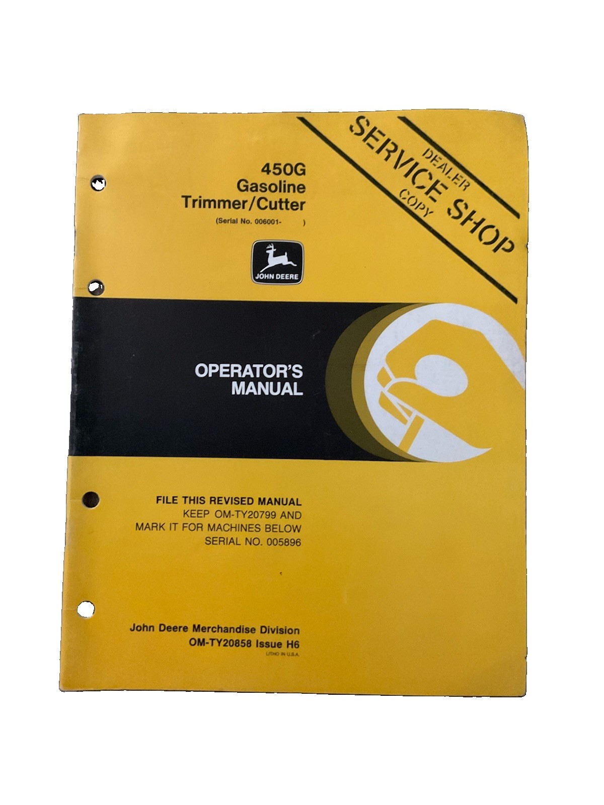 John Deere 450G Gasoline Trimmer/Cutter Operator’s Manual OMTY20858 H6