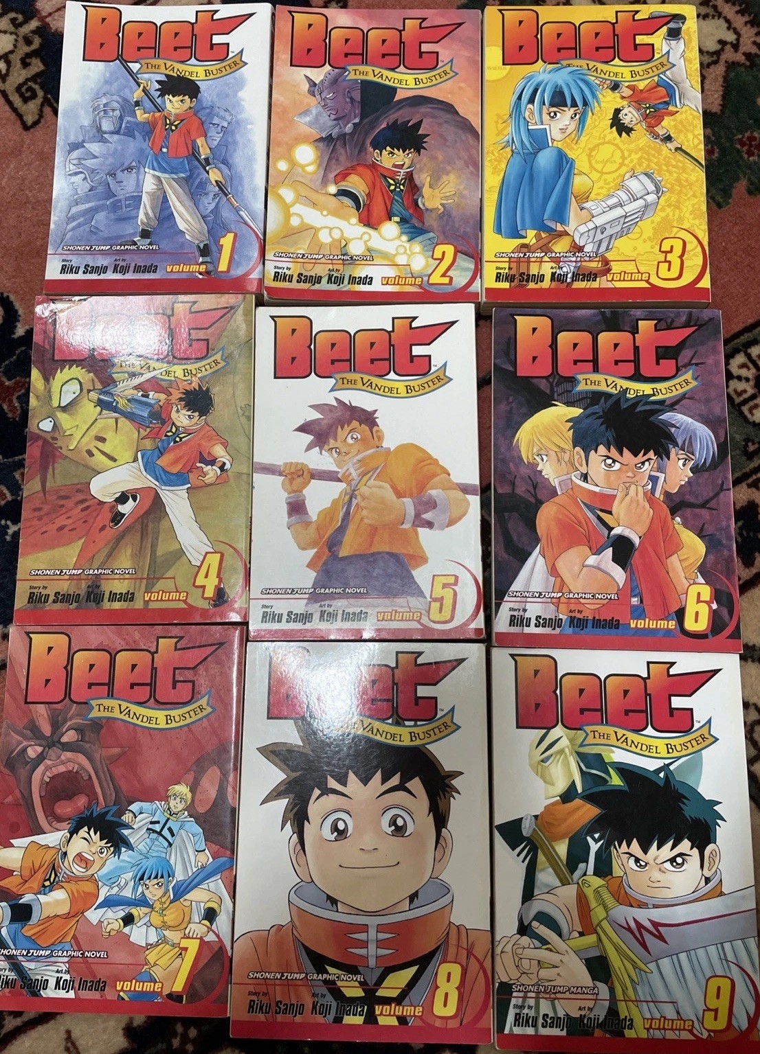 LOT of 9 Beet The Vandel Buster English Manga Vol. 1 – 9 Shonen Jump Set