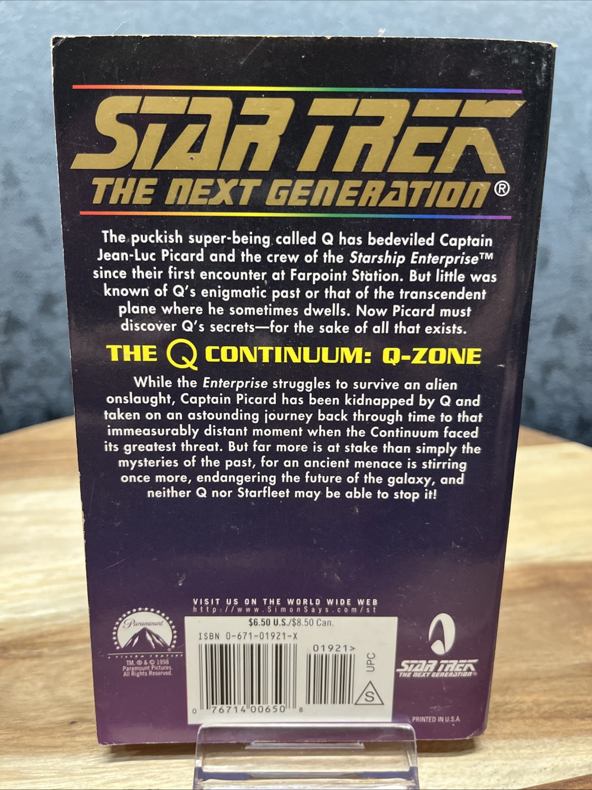 Star Trek The Next Generation Continuum Q-Zone Book 2by Greg Cox 1998 Paperback