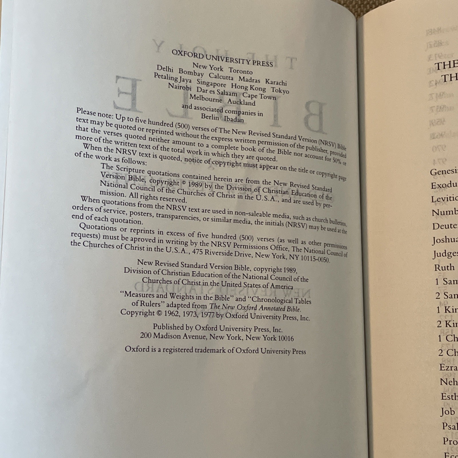 New Revised Standard Version Bible by Oxford University Press (1990 HCDJ)