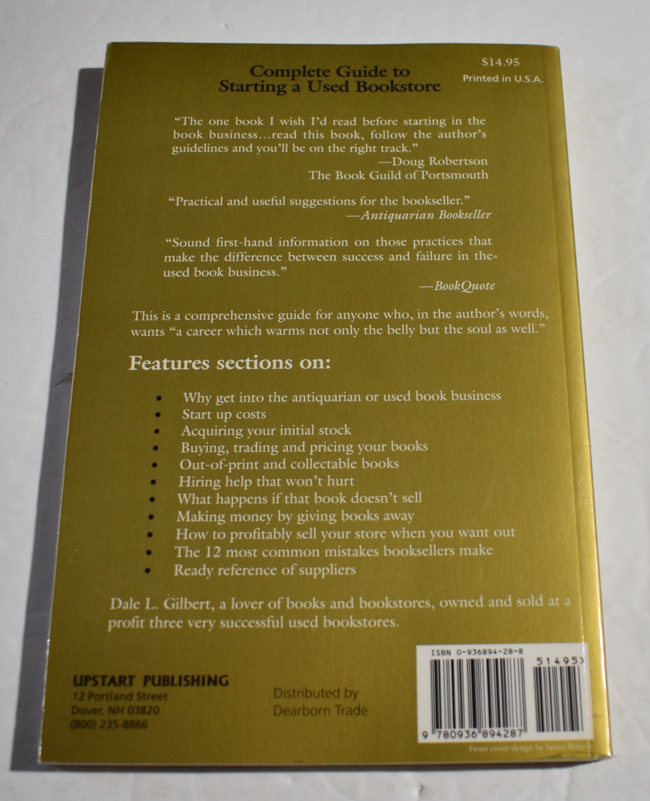 Complete Guide to Starting a Used Bookstore 2nd Ed Gilbert 1992 PB VG+