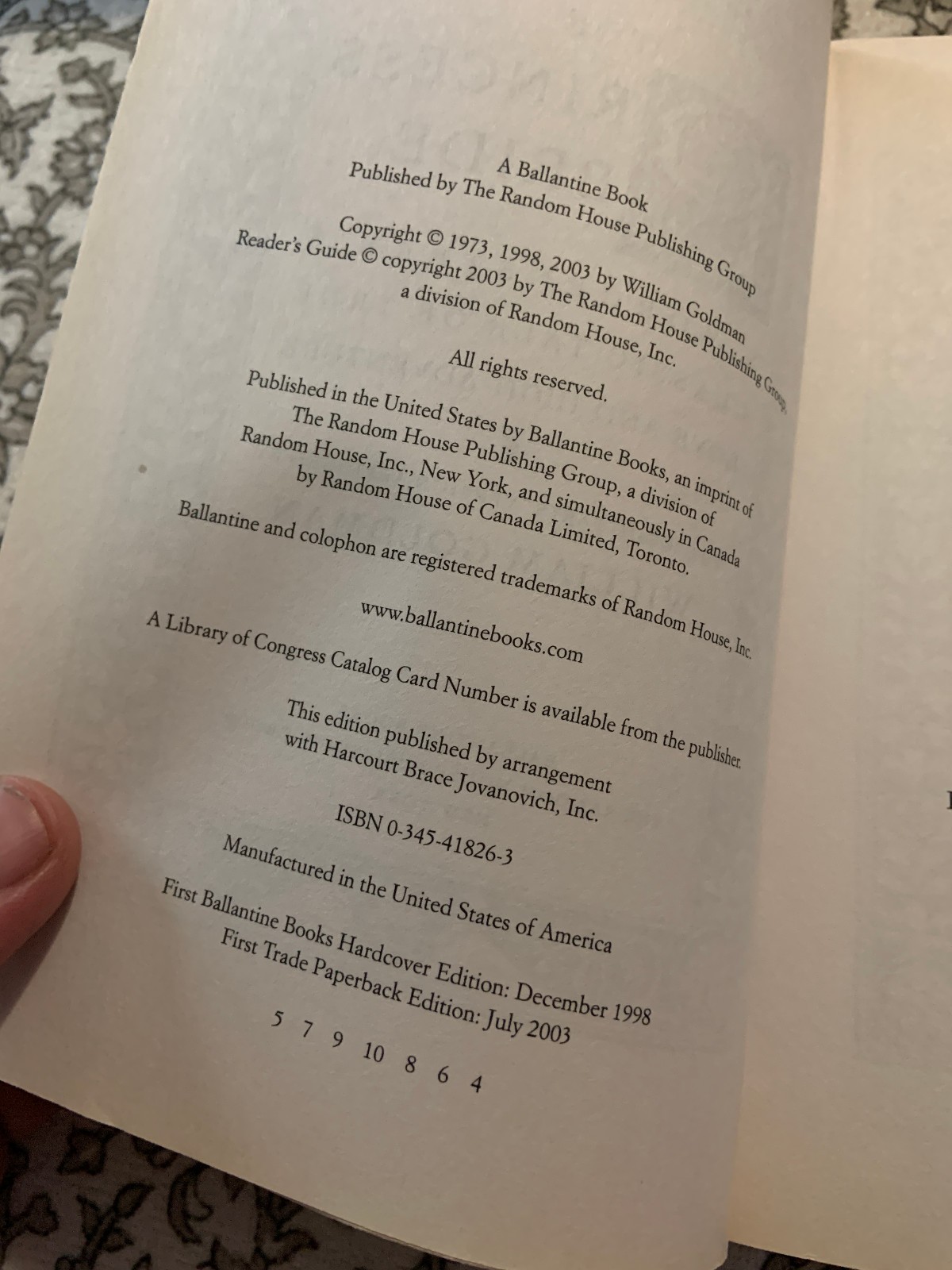 The Princess Bride – 30th anniversary Papeback – William Goldmann
