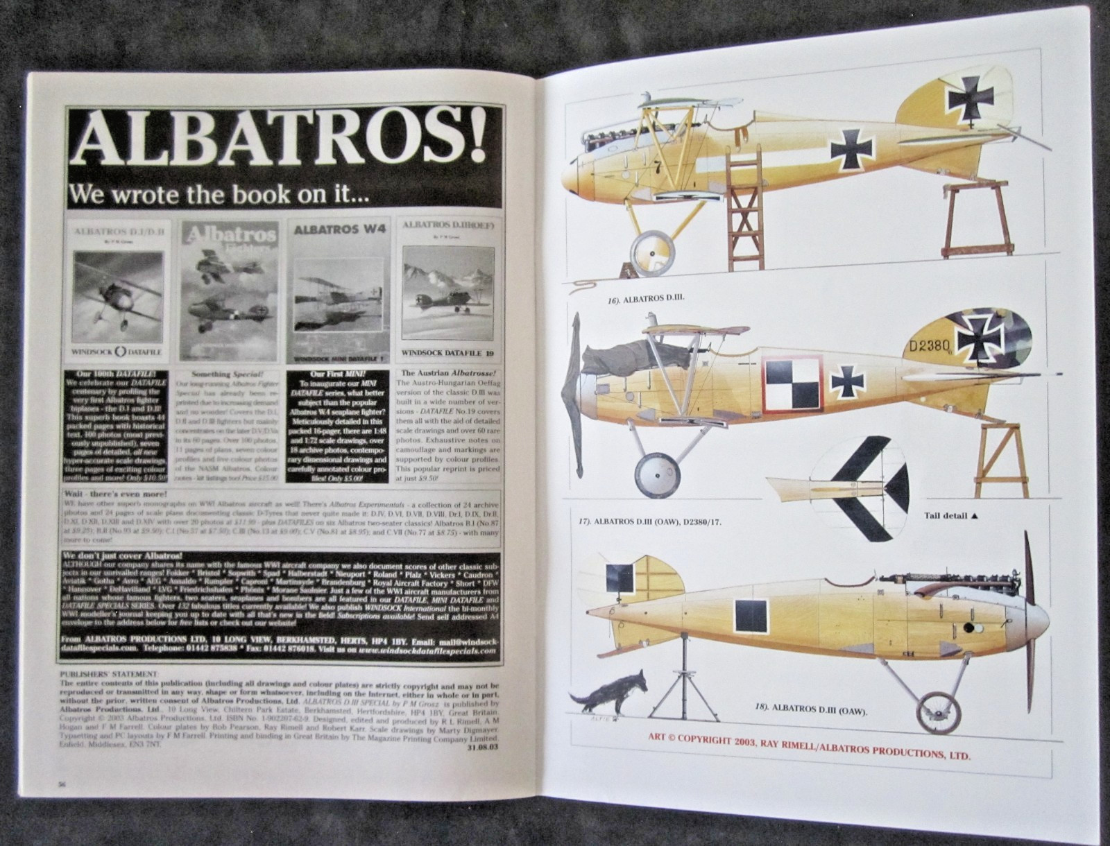 Albatros D.lll Windsock Datafile Special by Grosz-WWl Aircraft Plans-56 pgs-2003