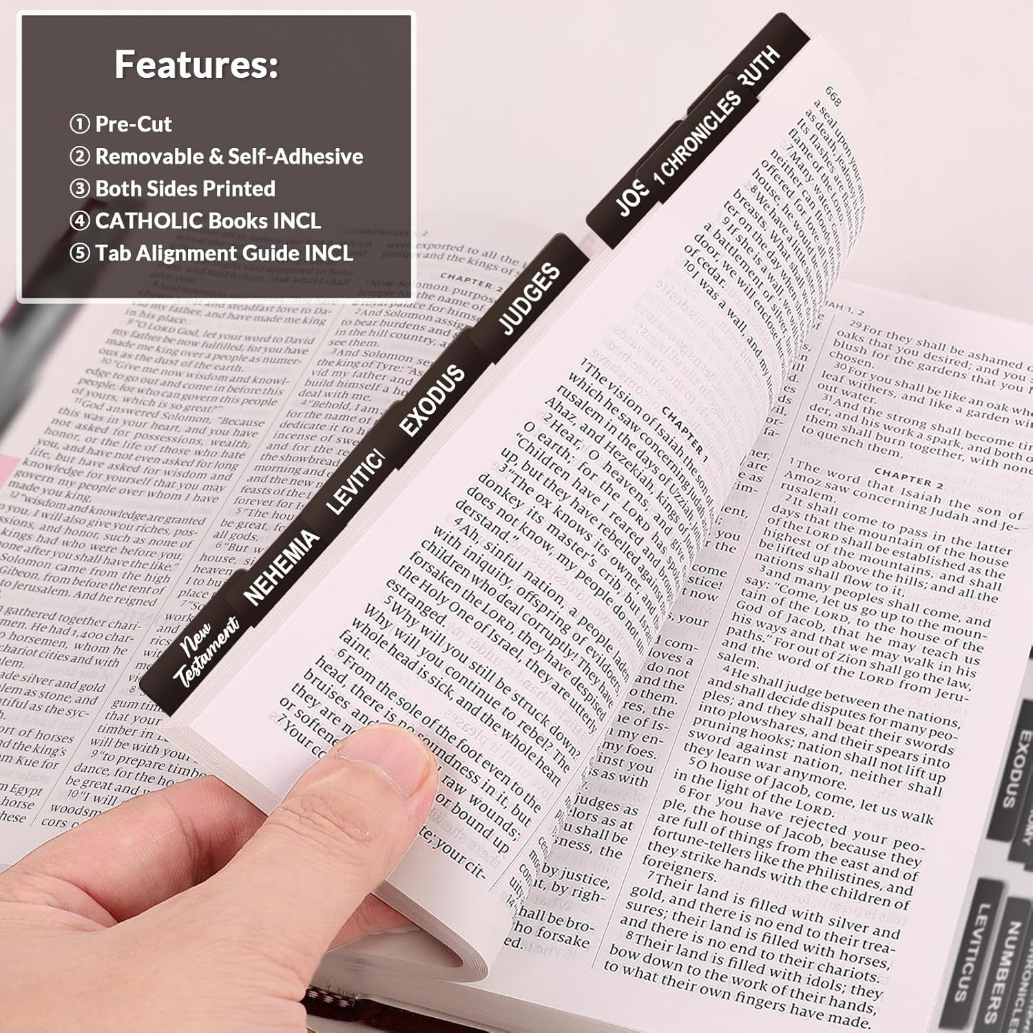 Bible Tabs – 100 Laminated Tabs for Women and Men, Study Index, Book Labels (Bla