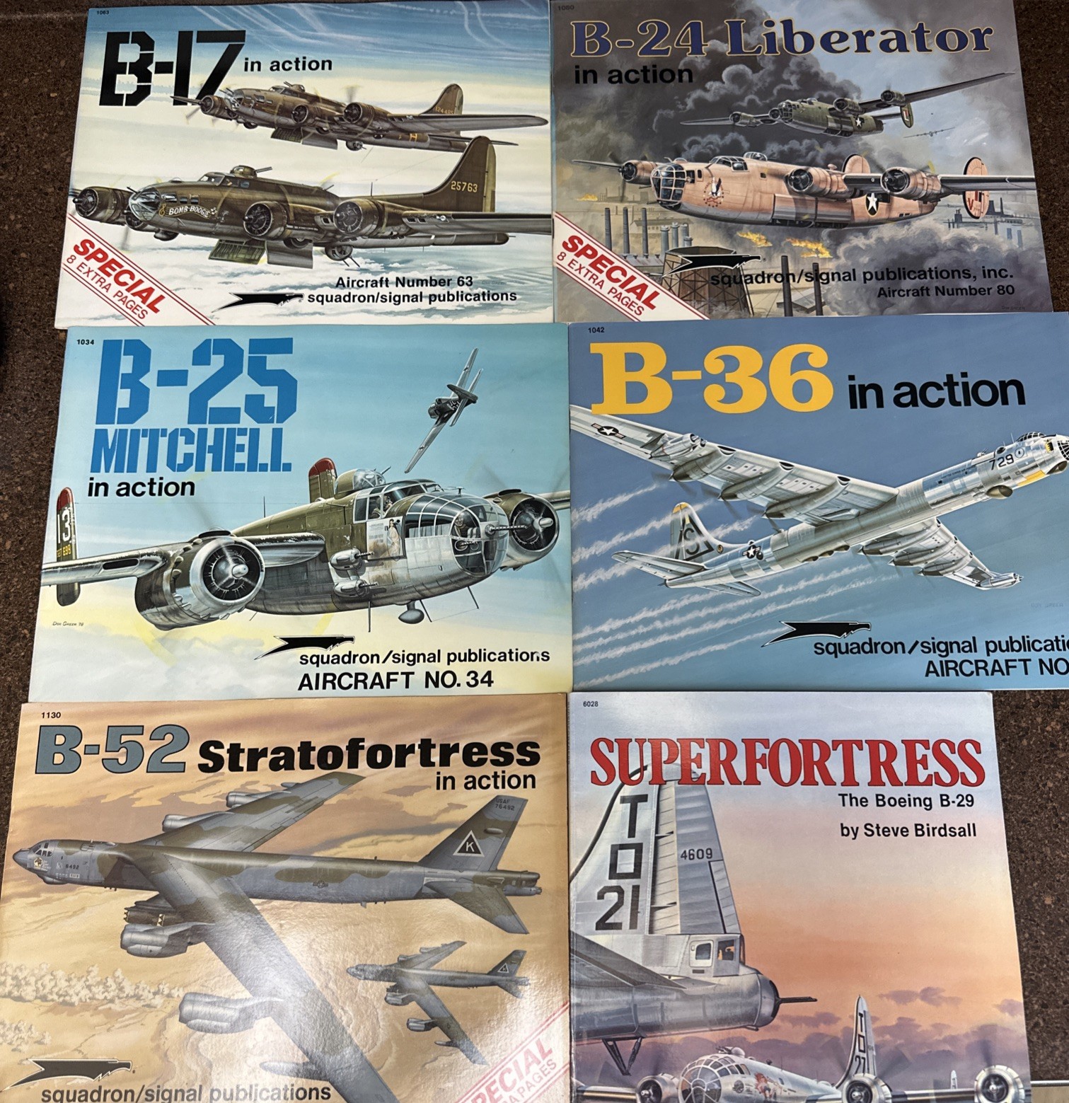 Lot of 6 Squadron Signal Bomber Books B-17 B-24 B-25 B-29 B-36 B-52 – 1970s 80s