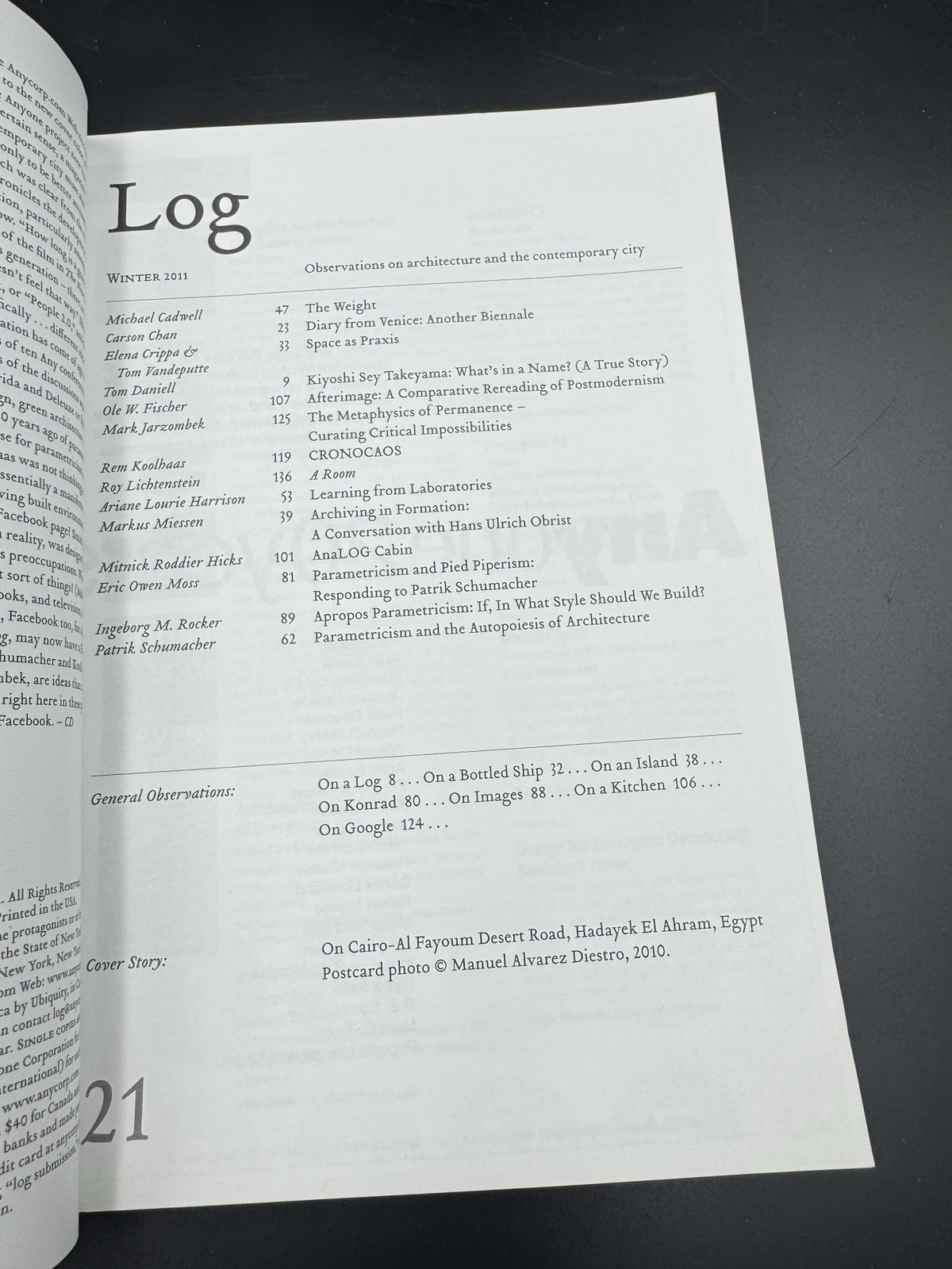 Log 21 Winter 2011 Architecture Journal Rem Koolhaas Eisenman Gehry