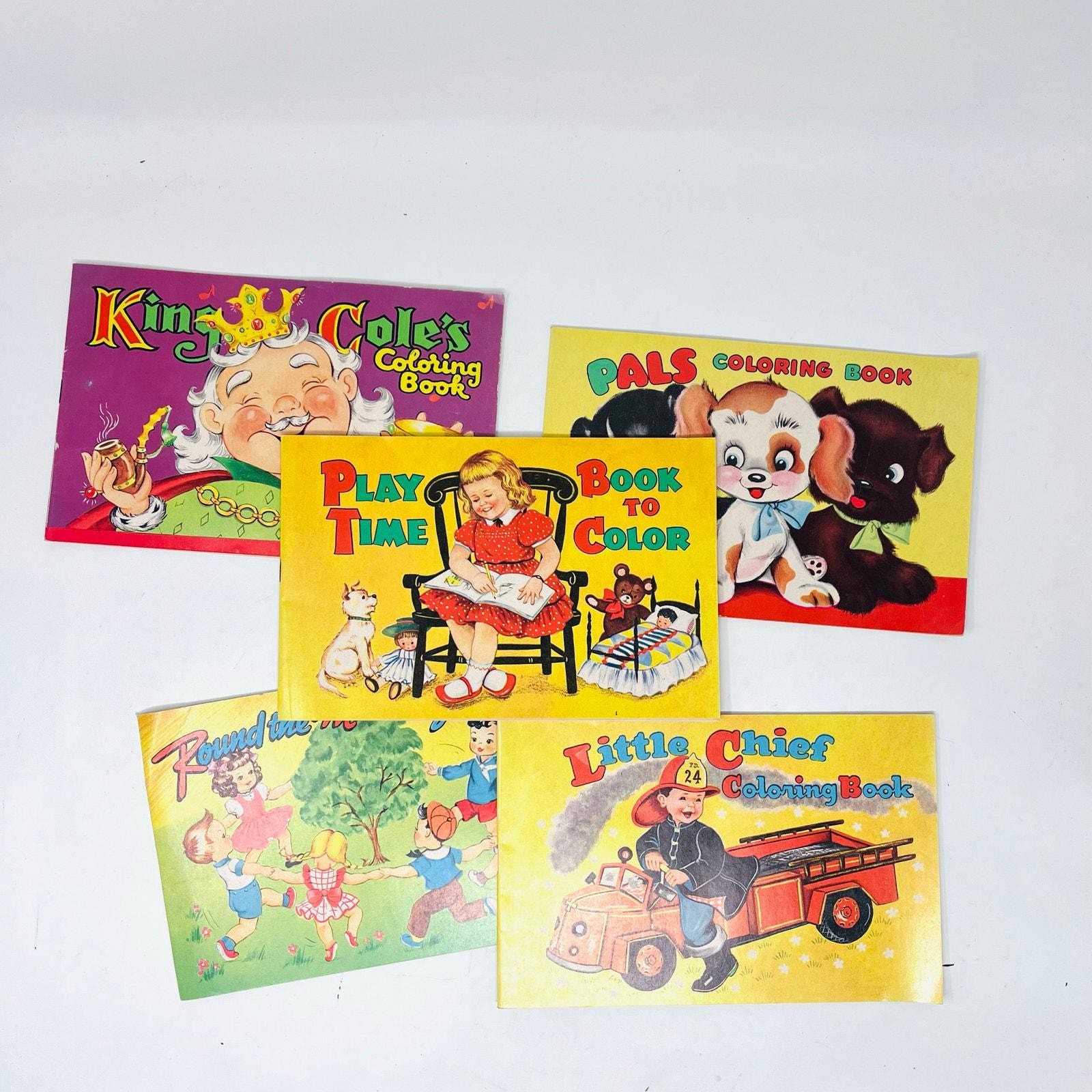 Vintage 1950s Coloring Book Lot Mid Century Children Activity Books