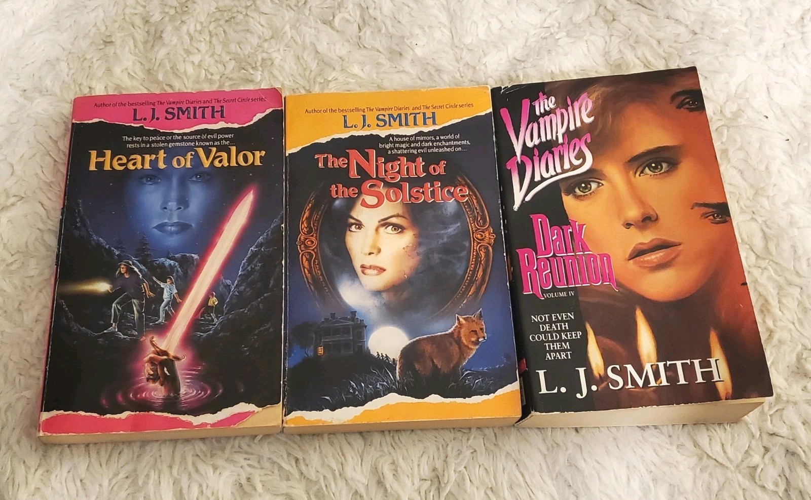 L.J. SMITH 3 Paperback Book Lot FANTASY Horror NIGHT SOLSTICE Vampire Diaries