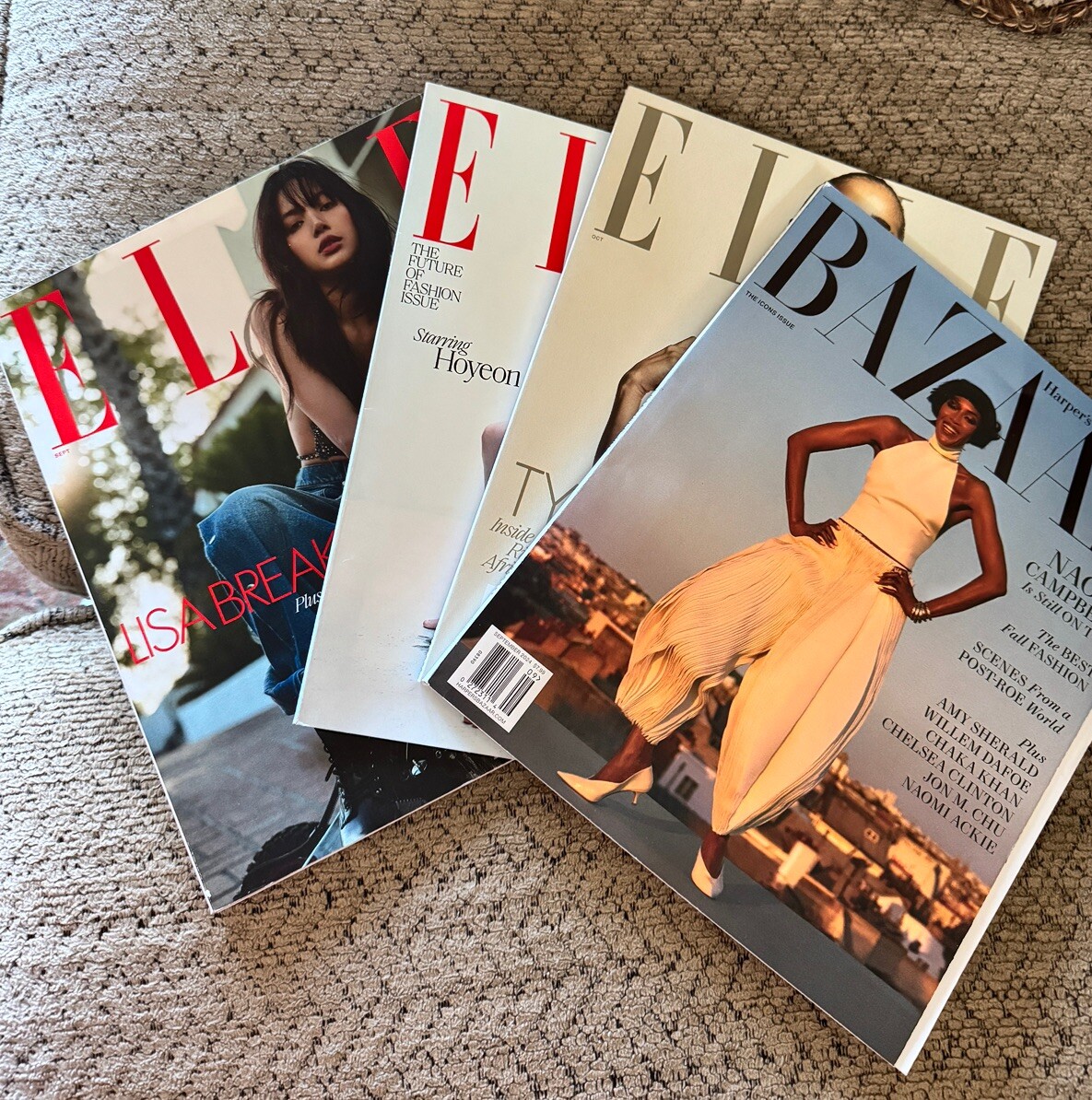 Bulk Fashion 4 Issues -3 ELLE August- October 2024 And 1 Bazaar Magazine
