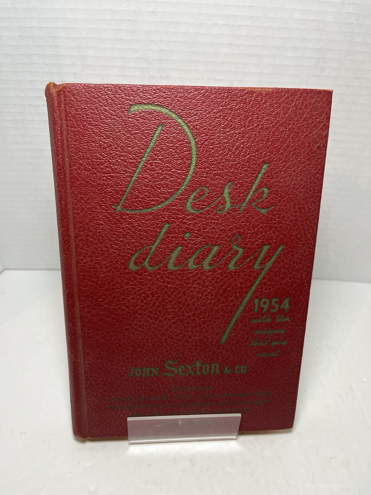Vintage 1954 Desk Diary w/ Recipes You Want! John Sexton & Co. Hardcover NOS
