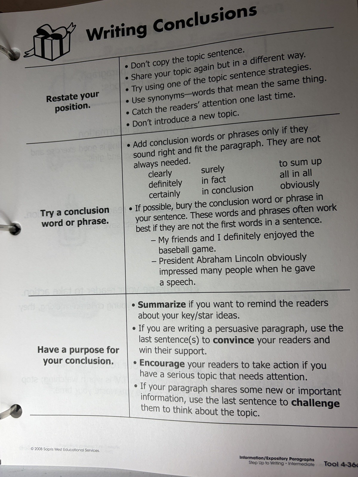 Step Up to Writing Grades 3-6 Sopris West Teacher Resource Guide Binder Auman