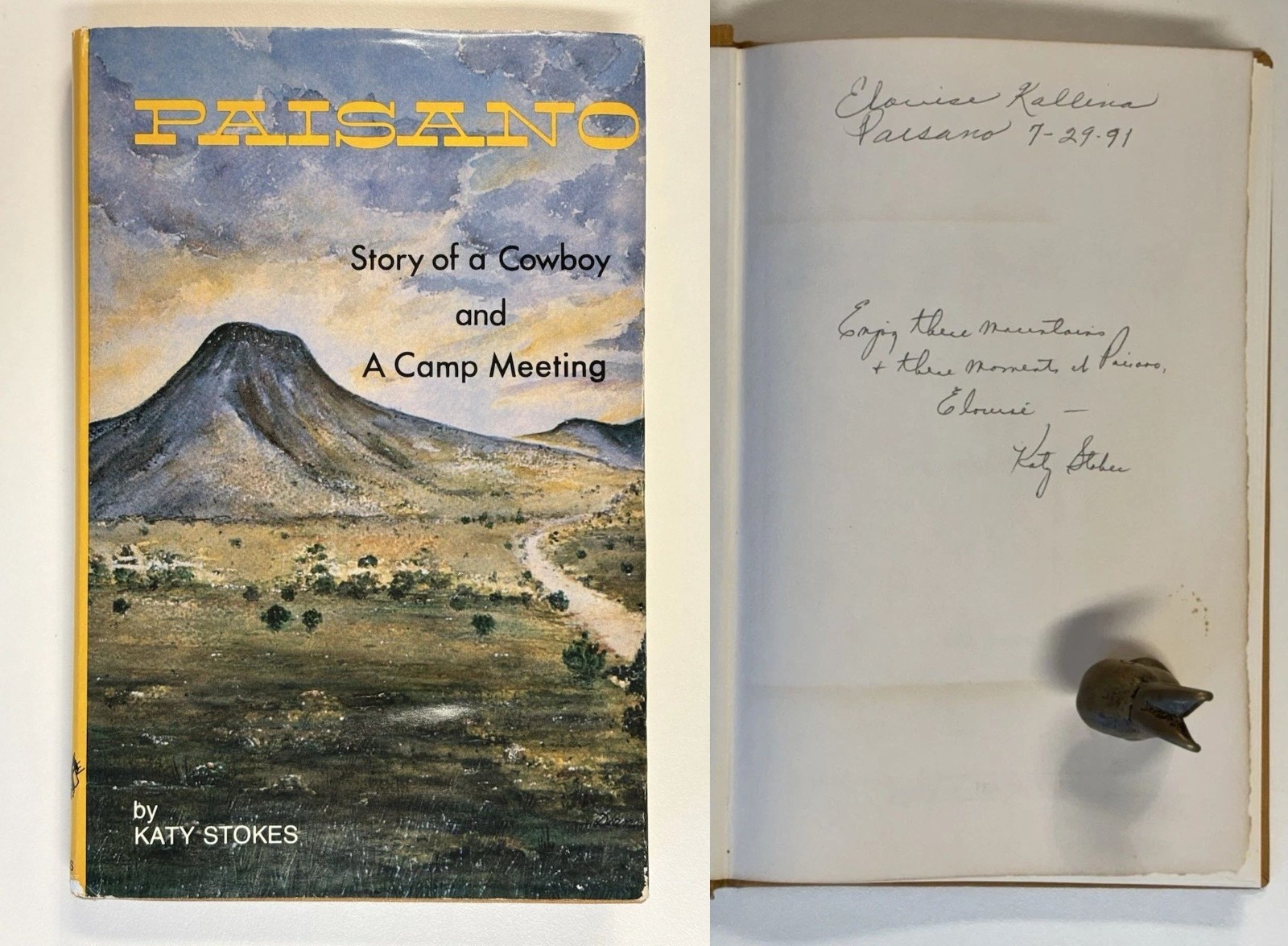 (SIGNED) Paisano; Story of a Cowboy and by Katy Stokes HBDJ 1ST 1980 VERY GOOD