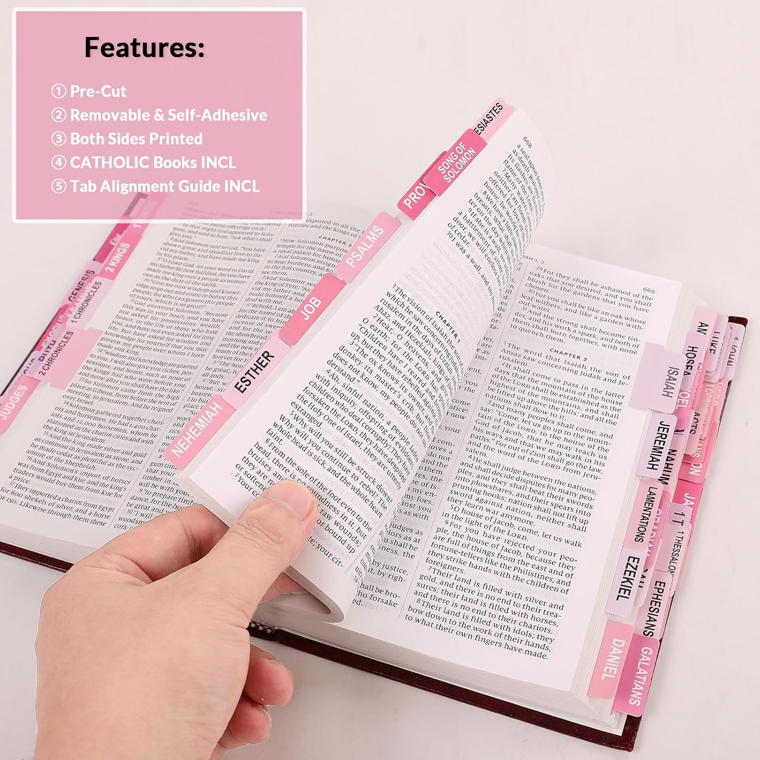 Bible Tabs – 100 Laminated Tabs for Women and Men, Study Index, Book Labels (Bla