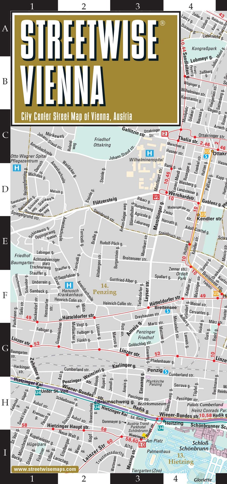 Streetwise Vienna Map – City Center Street Map of Vienna, Austria