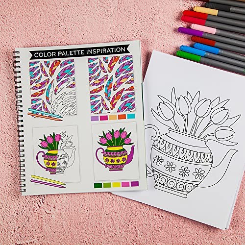 Calming Coloring Book For Adults 31 Pages Sea Shells Flowers Mandalas Feathers