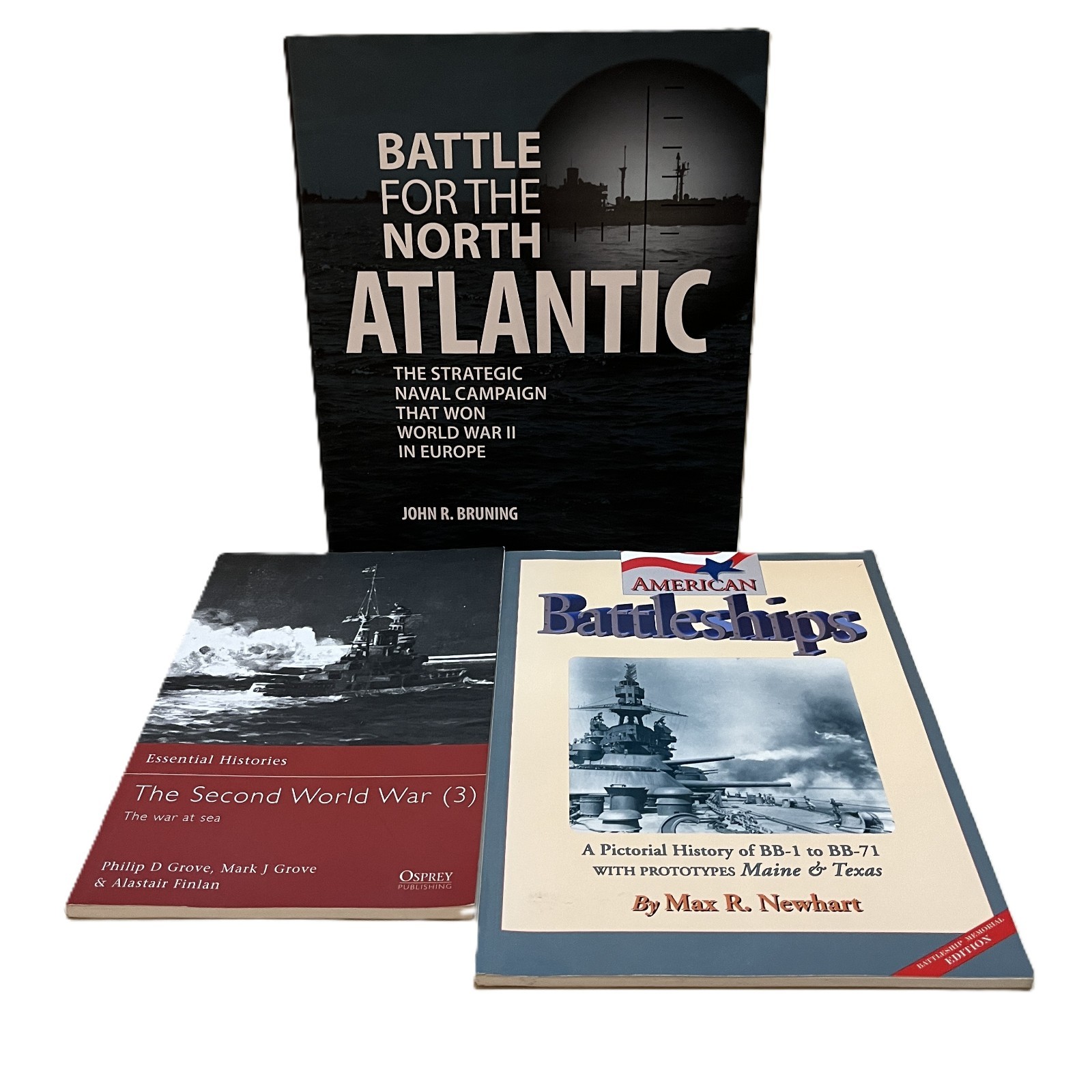 Lot of 3 WWII Naval Books: Battle of North Atlantic, US Battleships, War at Sea
