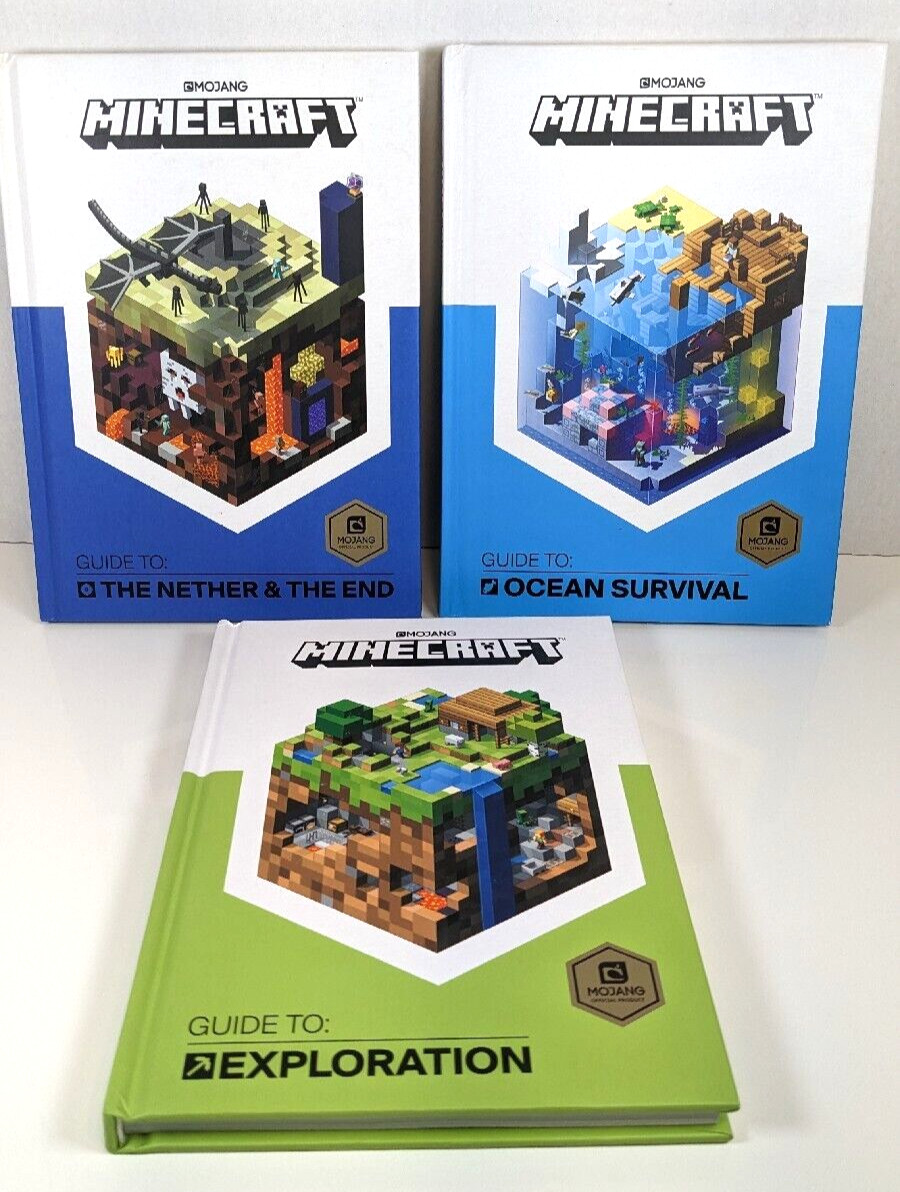 Set of 3 MINECRAFT Guides by Mojang AB HC~Ocean Survival~Expoloration~The Nether