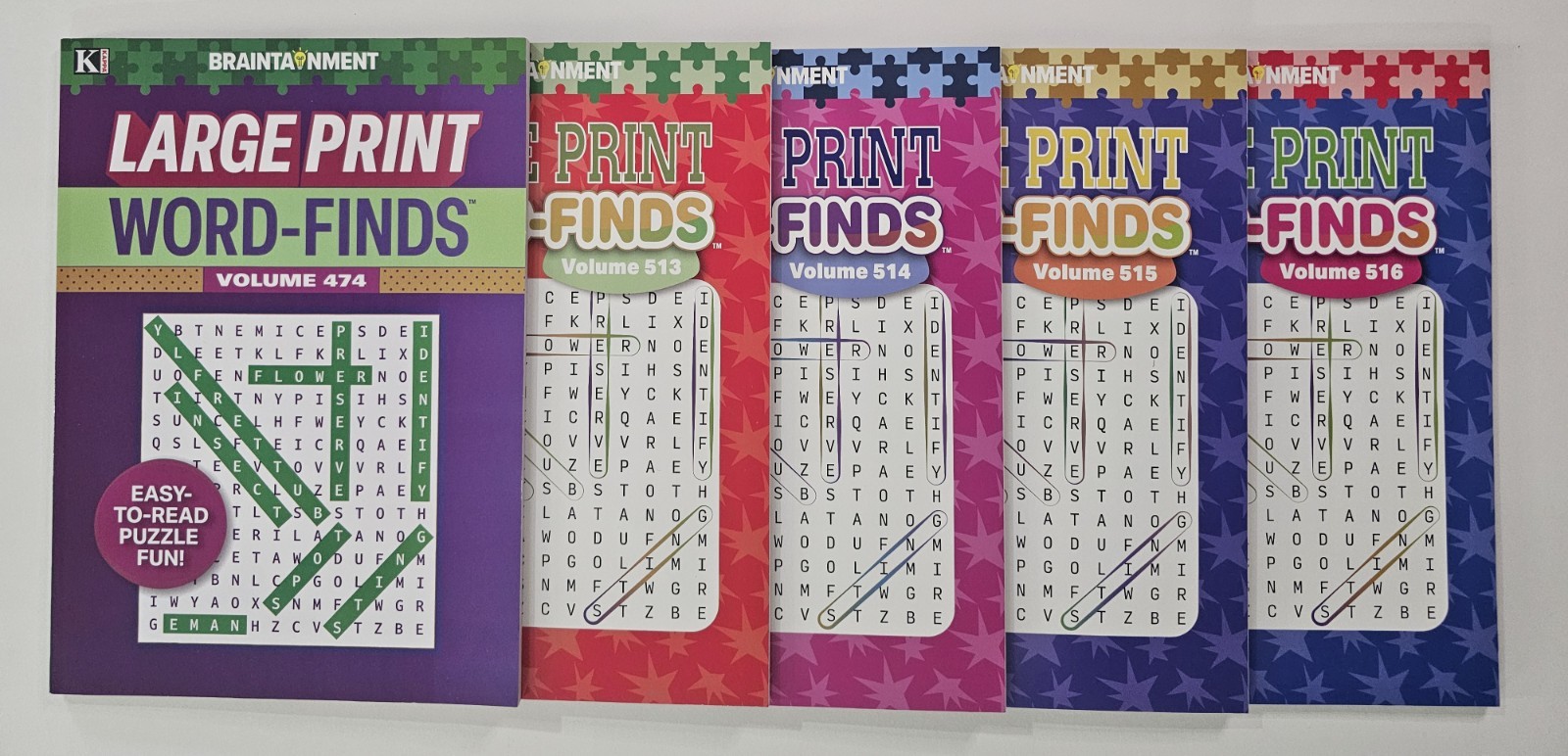 5 New Large Print Word-Finds Puzzle Books Kappa Games Vol #474-516~ Search,Hunt