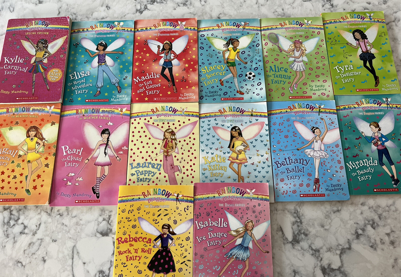 Rainbow Magic Fairies Book Lot By Daisy Meadows Lot of 14 Books Pets Sport Dance