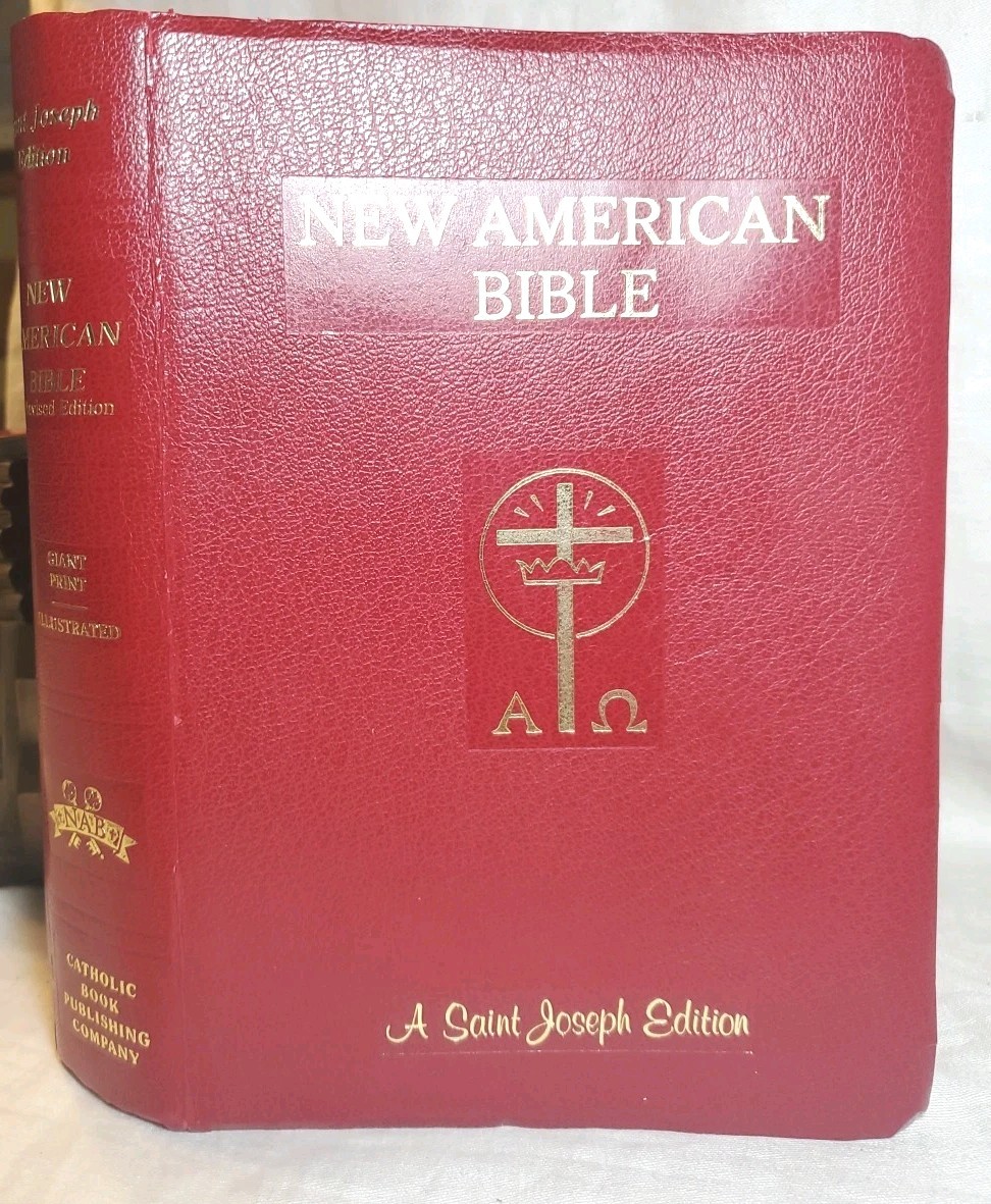 Saint Joseph Ed New American Bible LARGE TYPE Catholic Burgundy Leather 1986 NAB
