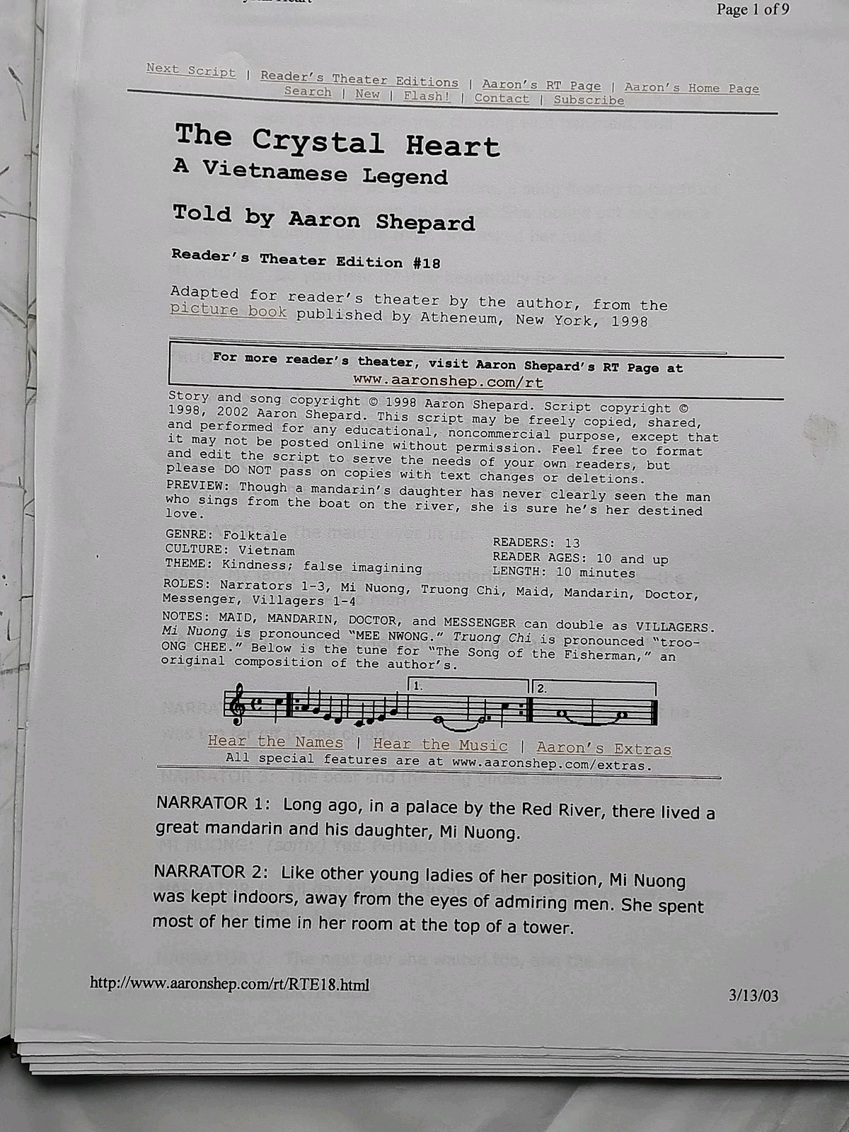 Crystal Heart : A Vietnamese Legend Book And Script 1st Edition (454)