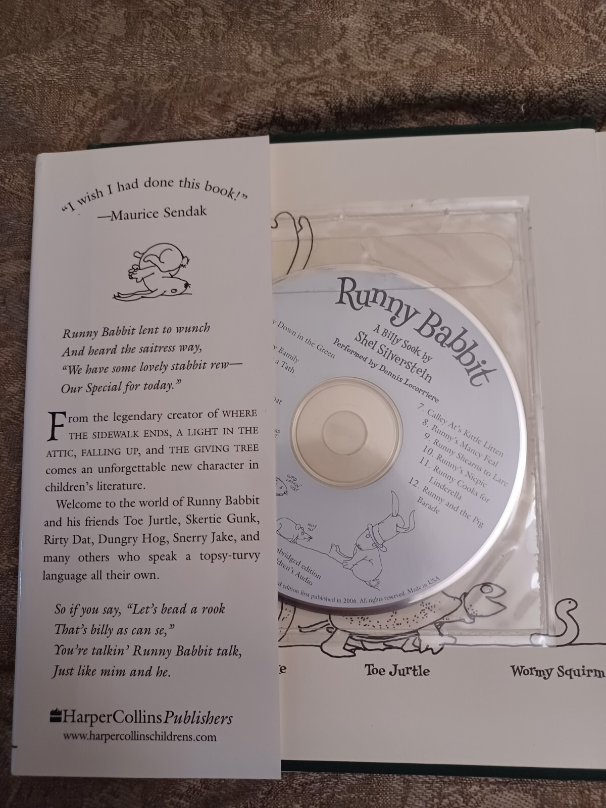 Runny Babbit Book and Abridged CD Hardcover Shel Silverstein