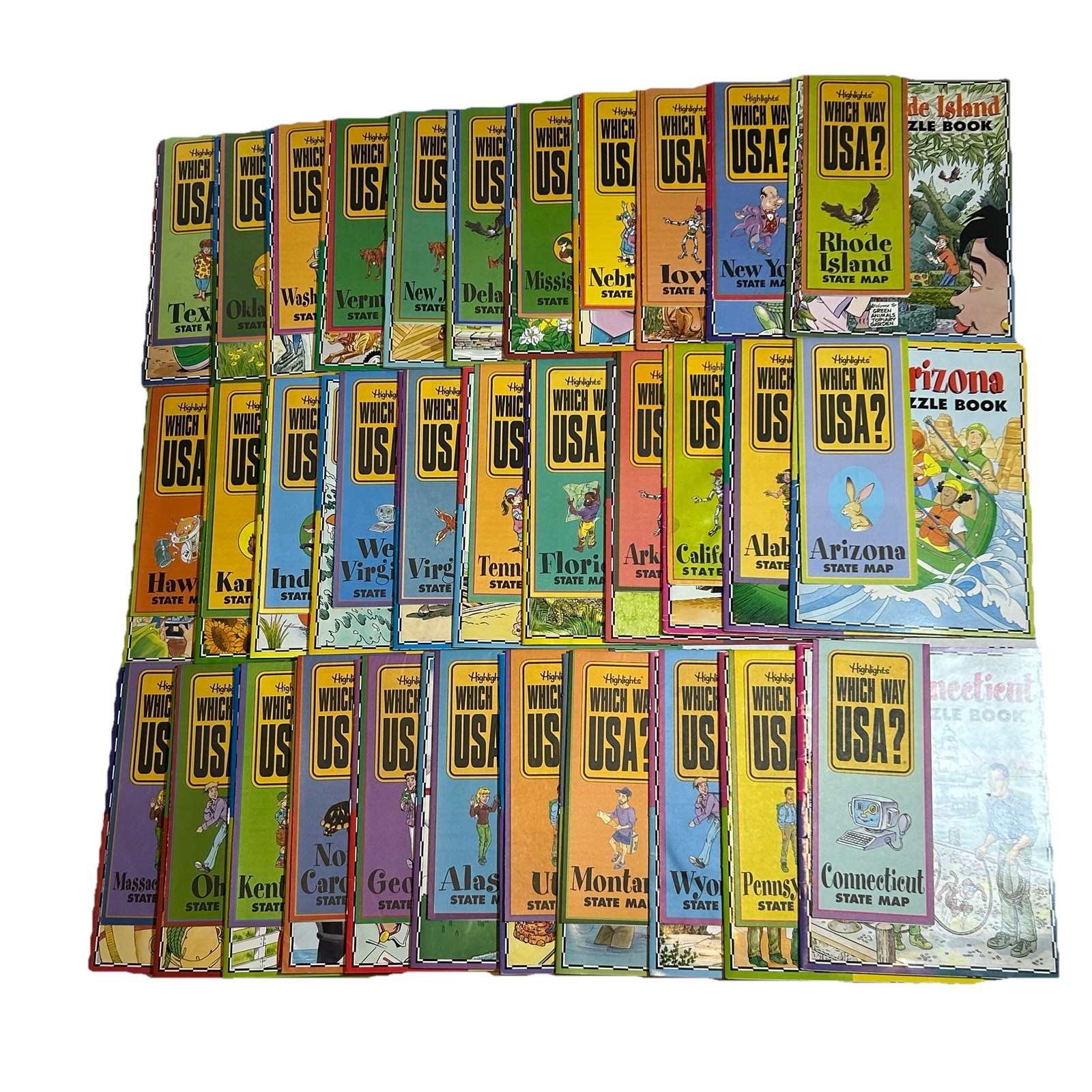 Lot of 33 Highlights Which Way USA Magazine State Activity Puzzle Book W/ Maps