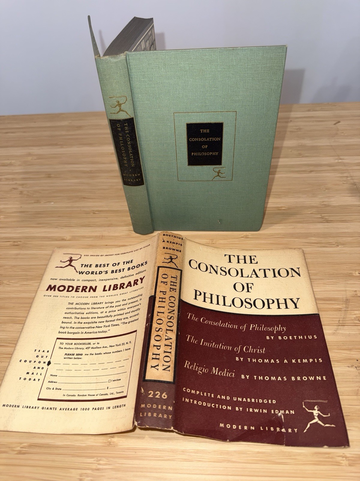 The Consolation of Philosophy Modern Library HC DJ Boethius Thomas à Kempis Reli