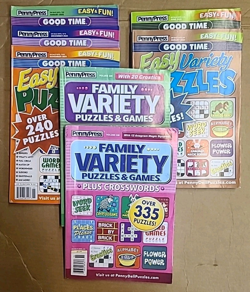 Lot of 7-5 PP GOOD TIME Easy/Fun VARIETY PUZZLES +2 Family Variety Puzzles/Games